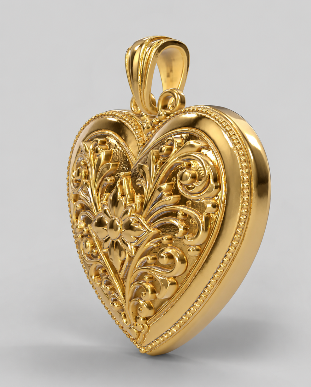Ornate Gold Heart Locket — view 2