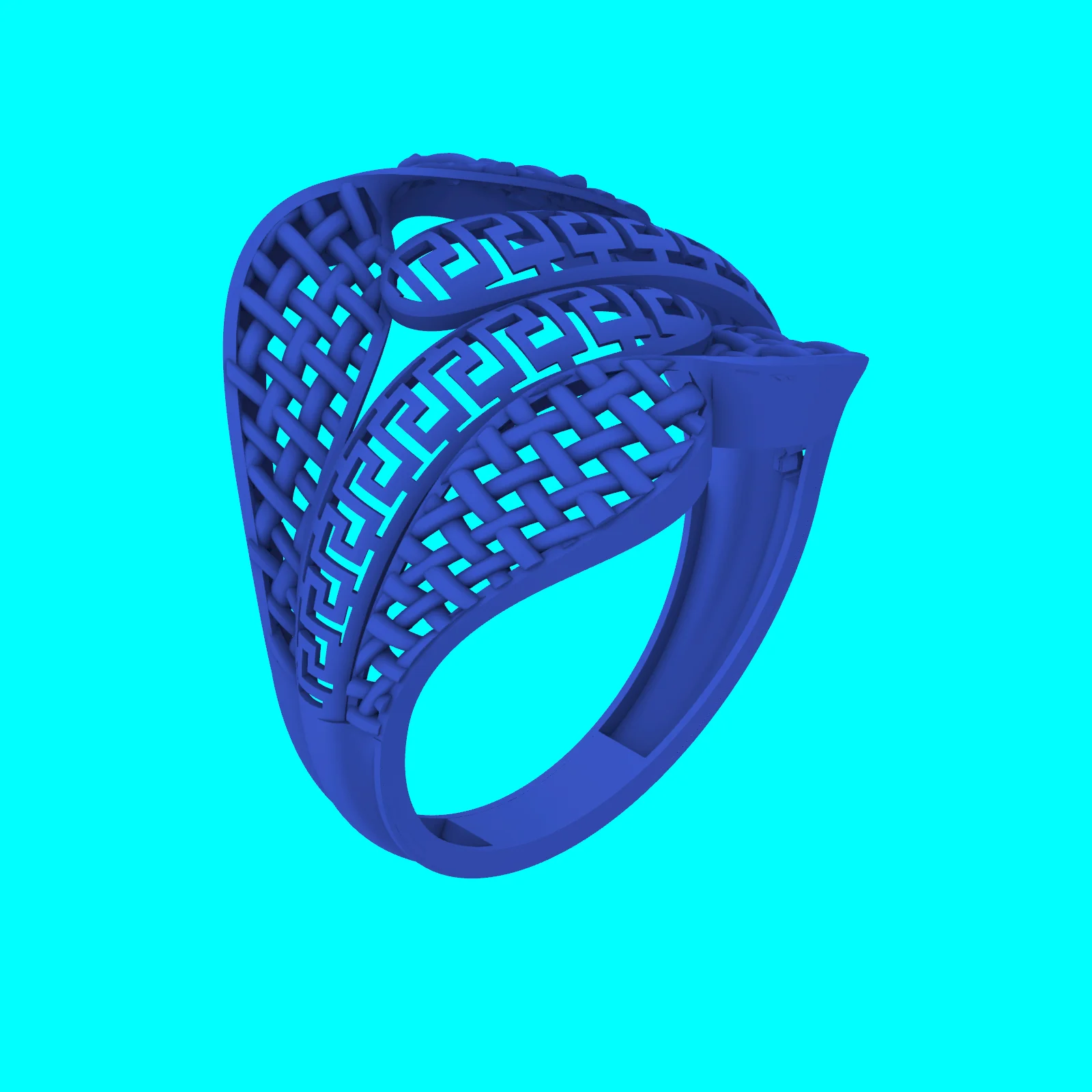 Greek Key and Woven Crossover Ring — view 7