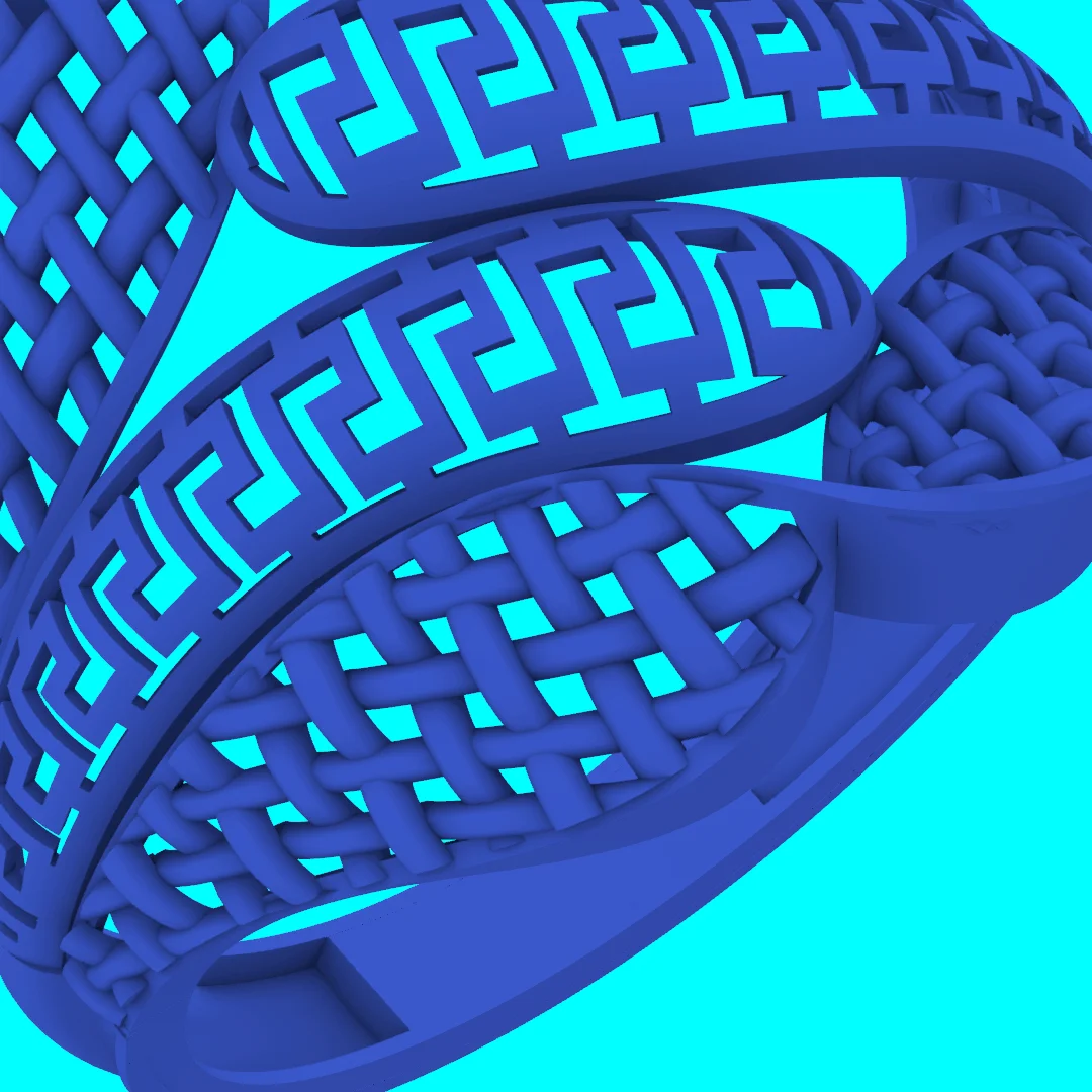 Greek Key and Woven Crossover Ring — view 2