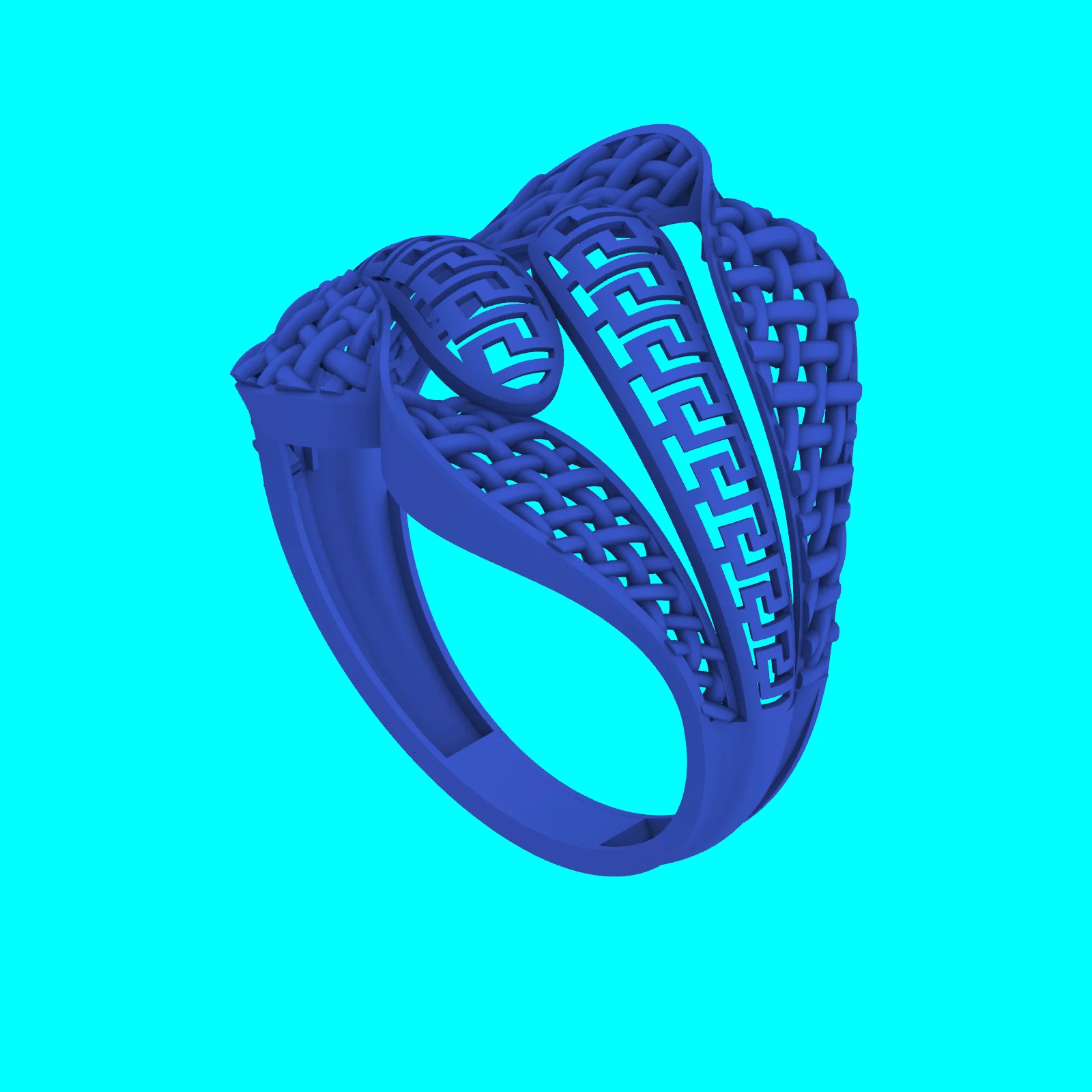 Greek Key and Woven Crossover Ring — view 6