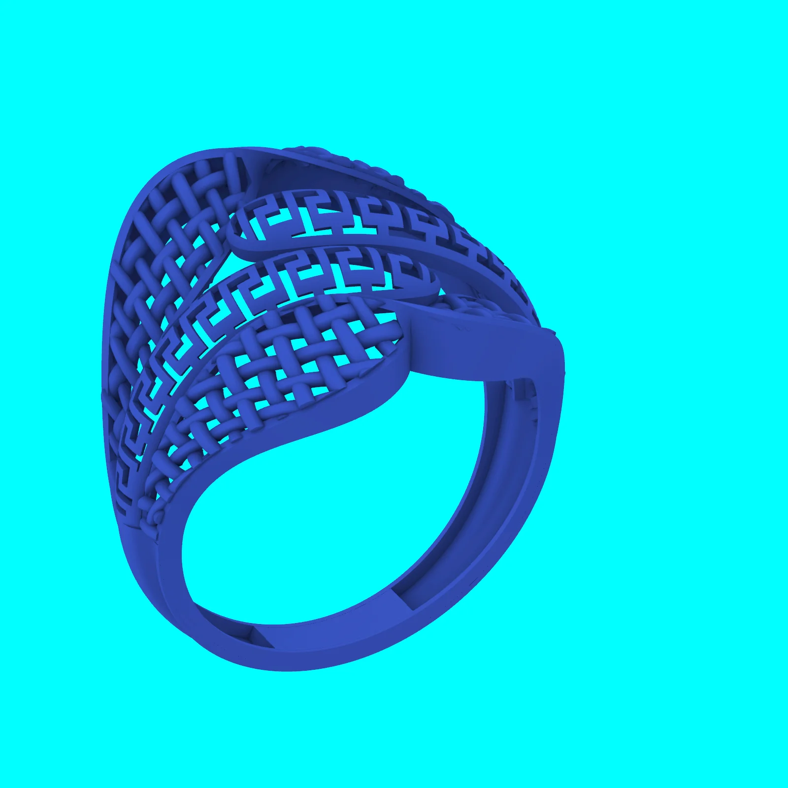 Greek Key and Woven Crossover Ring — view 5