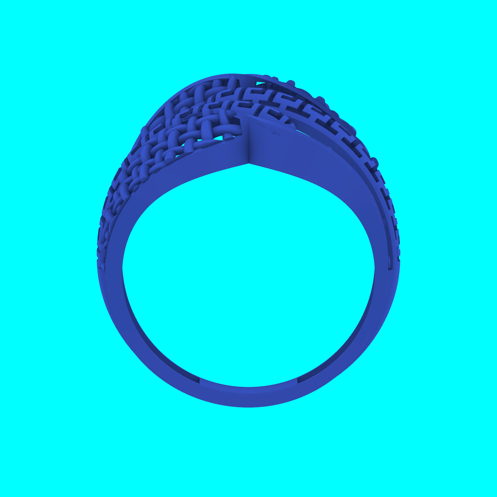 Greek Key and Woven Crossover Ring — view 3