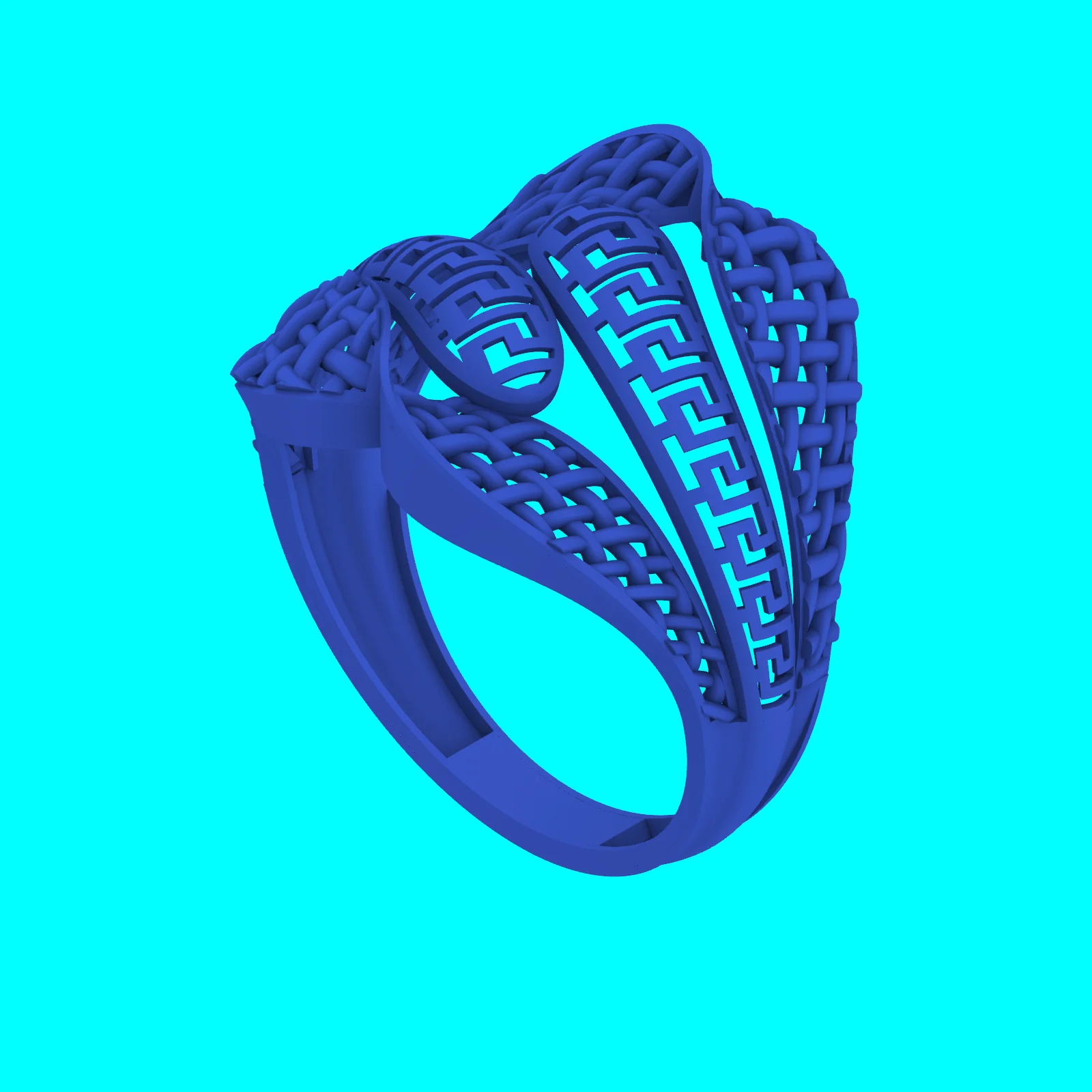 Greek Key and Woven Crossover Ring — view 8