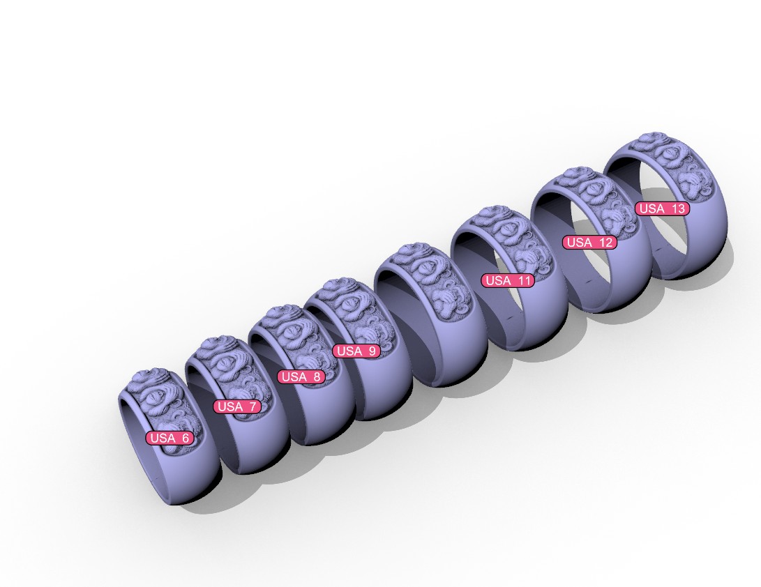 Three Wise Monkeys High-Relief Wide Band Ring — view 8