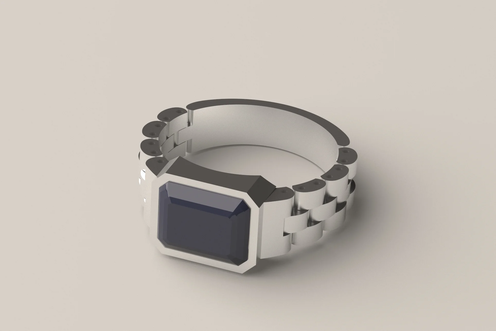 Watch Link Signet Ring 3D Print Model 67 — view 1