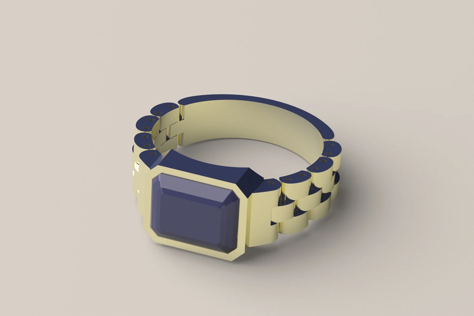 Watch Link Signet Ring 3D Print Model 67 — view 2