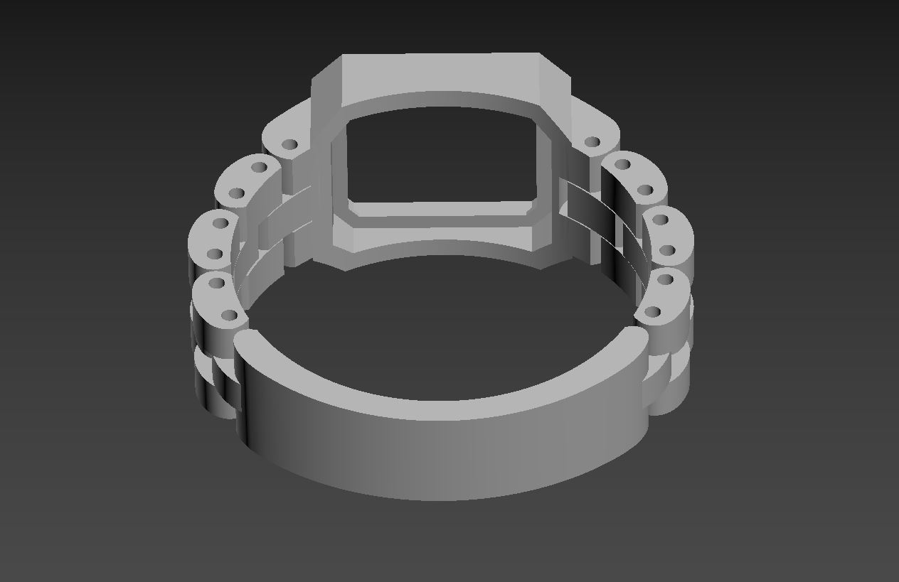 Watch Link Signet Ring 3D Print Model 67 — view 8