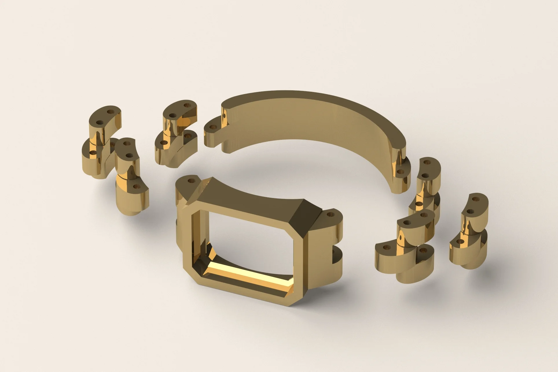 Watch Link Signet Ring 3D Print Model 67 — view 3