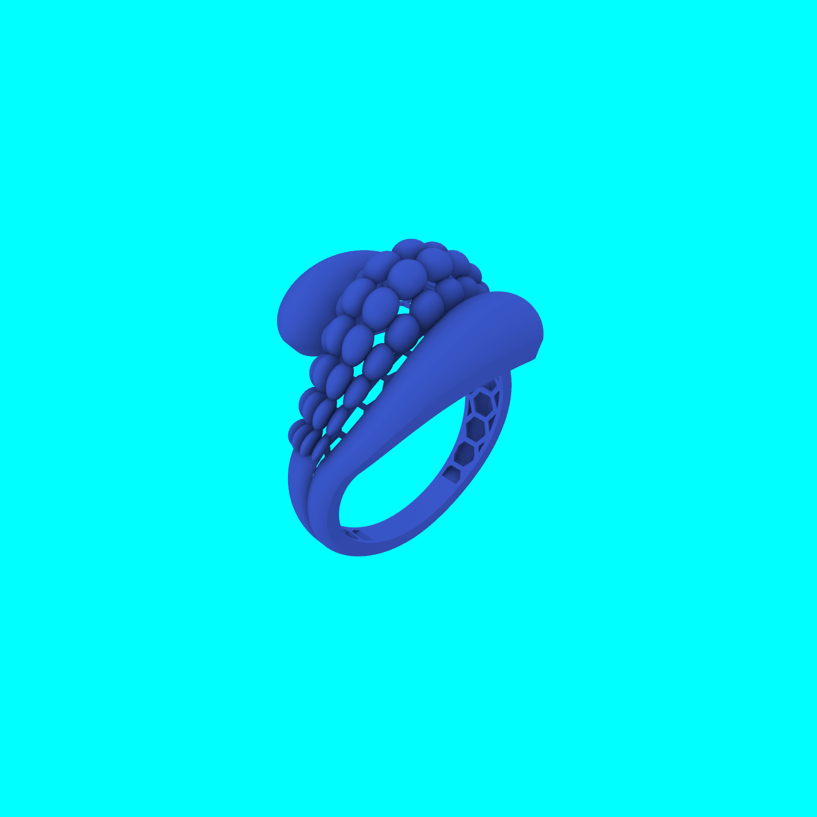 Domed Bead Row Flared Band Ring — view 7