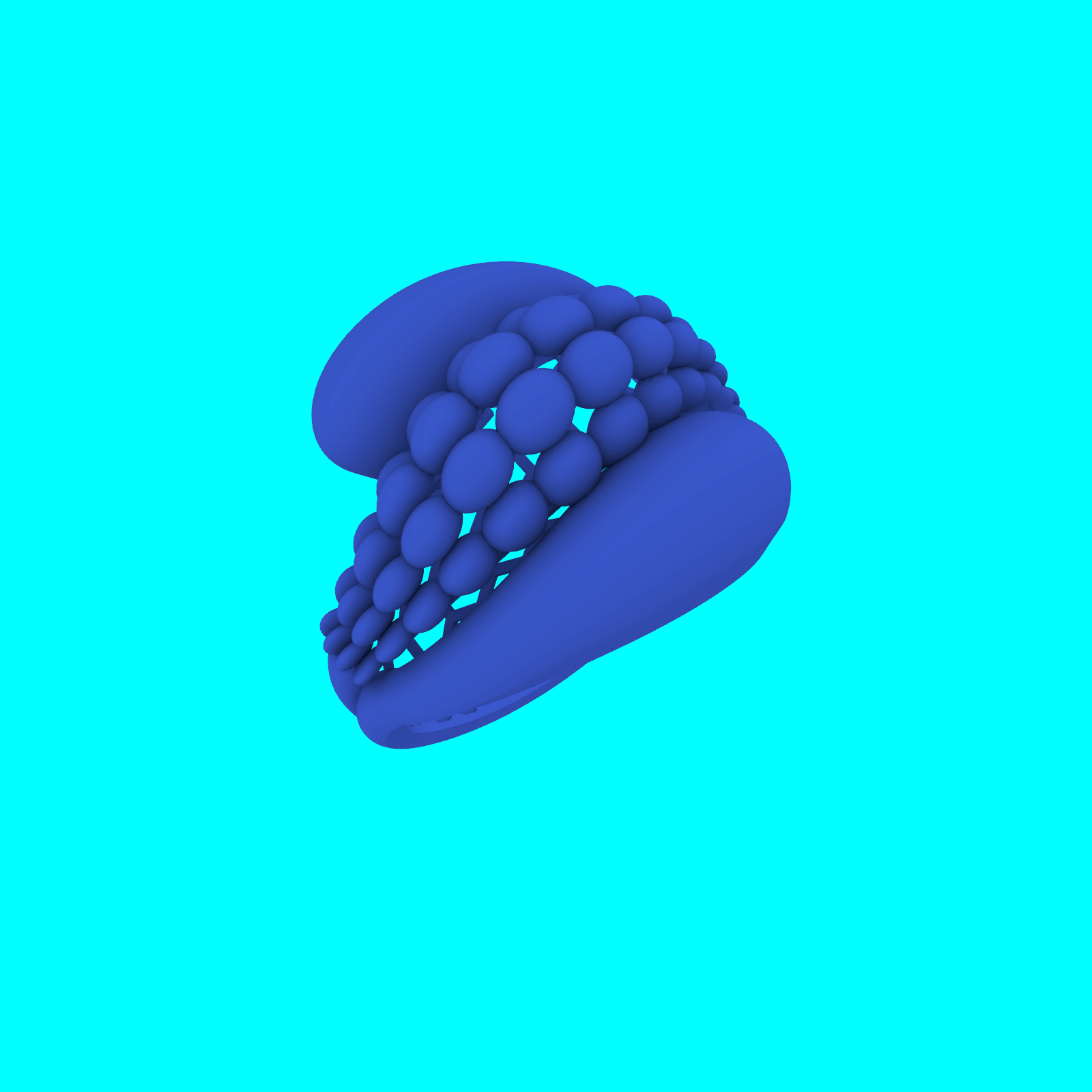 Domed Bead Row Flared Band Ring