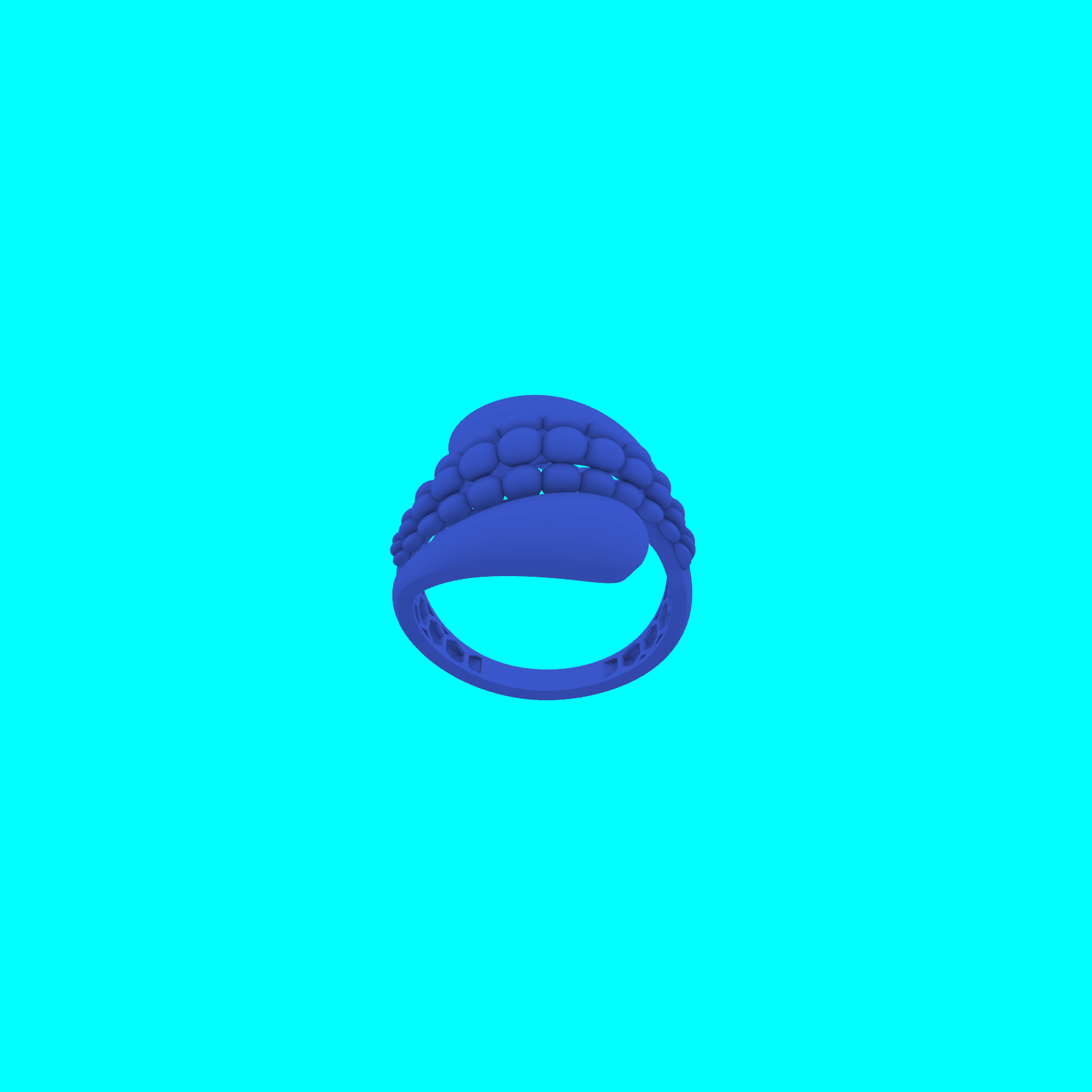 Domed Bead Row Flared Band Ring — view 5