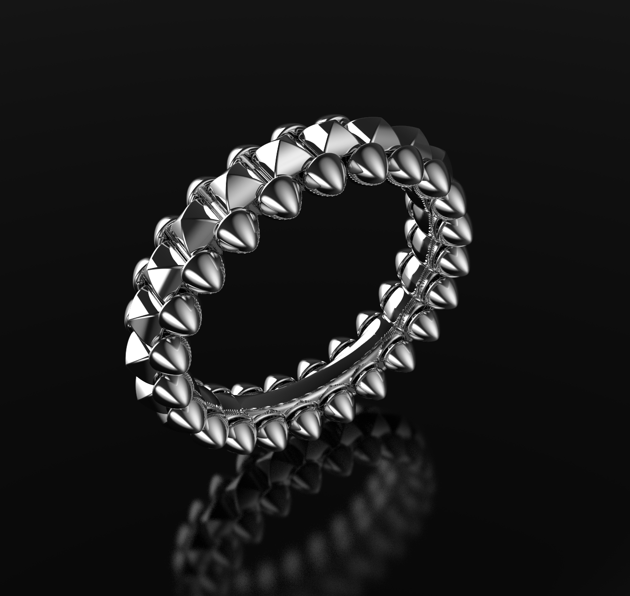 Clash Style Ring with Pyramids and Spikes — view 2