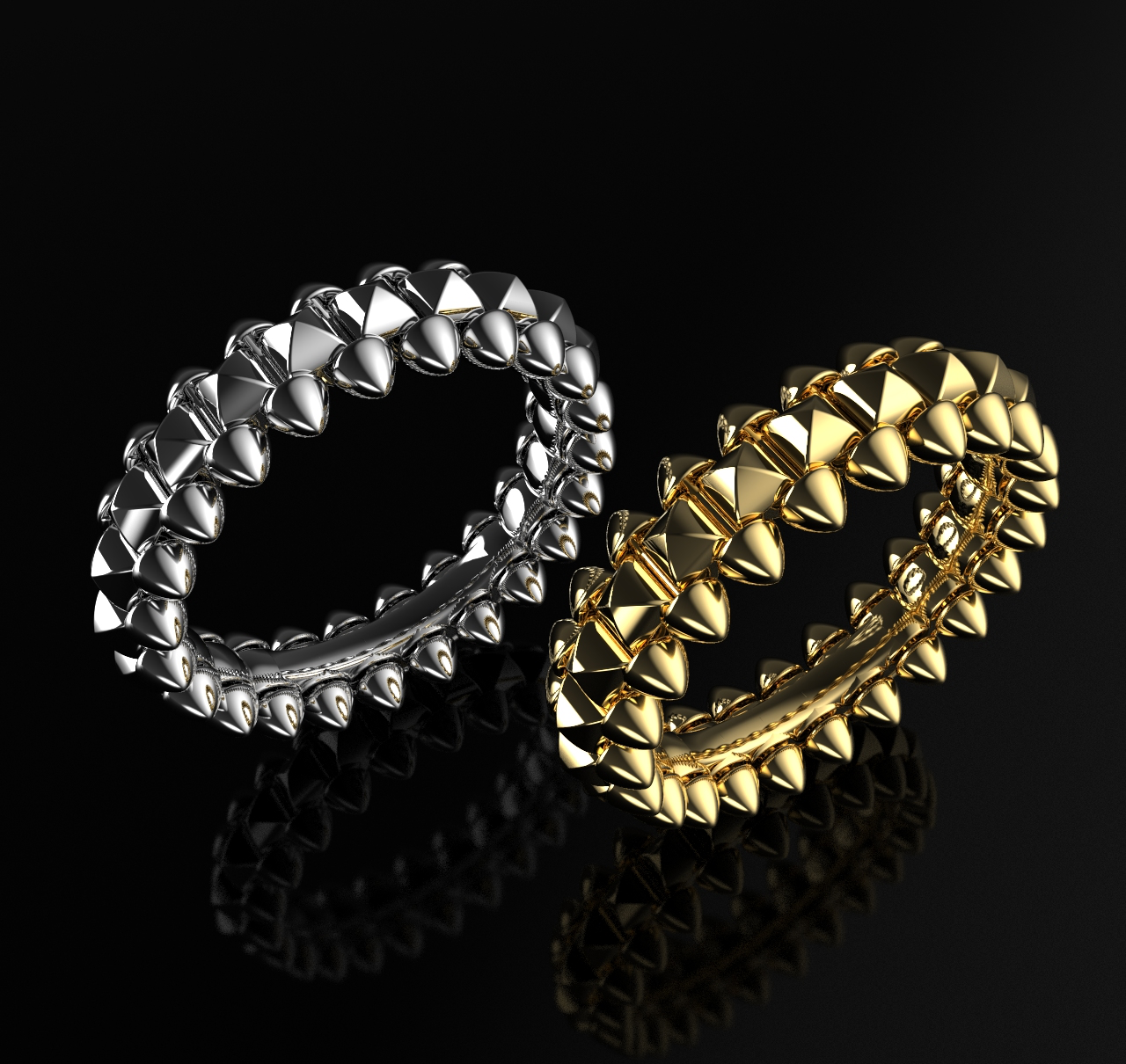 Clash Style Ring with Pyramids and Spikes — view 7