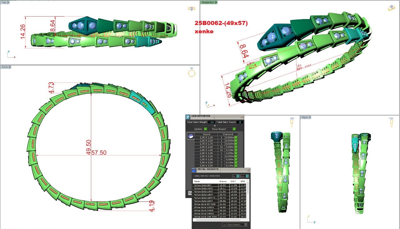 Graduated Diamond Serpent Coil Bracelet — view 2