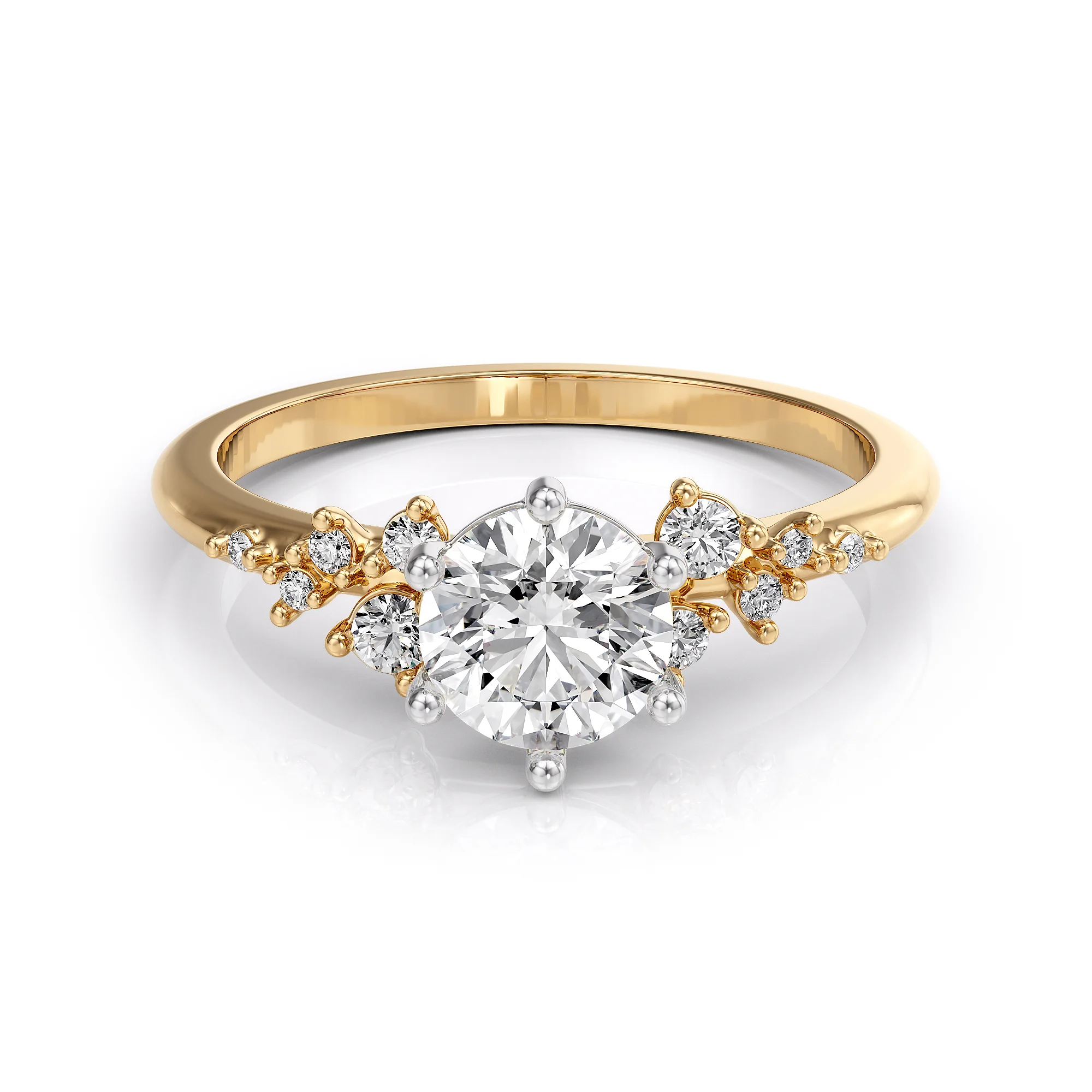 engagement ring with a diamond in a floral style 3D model — view 6