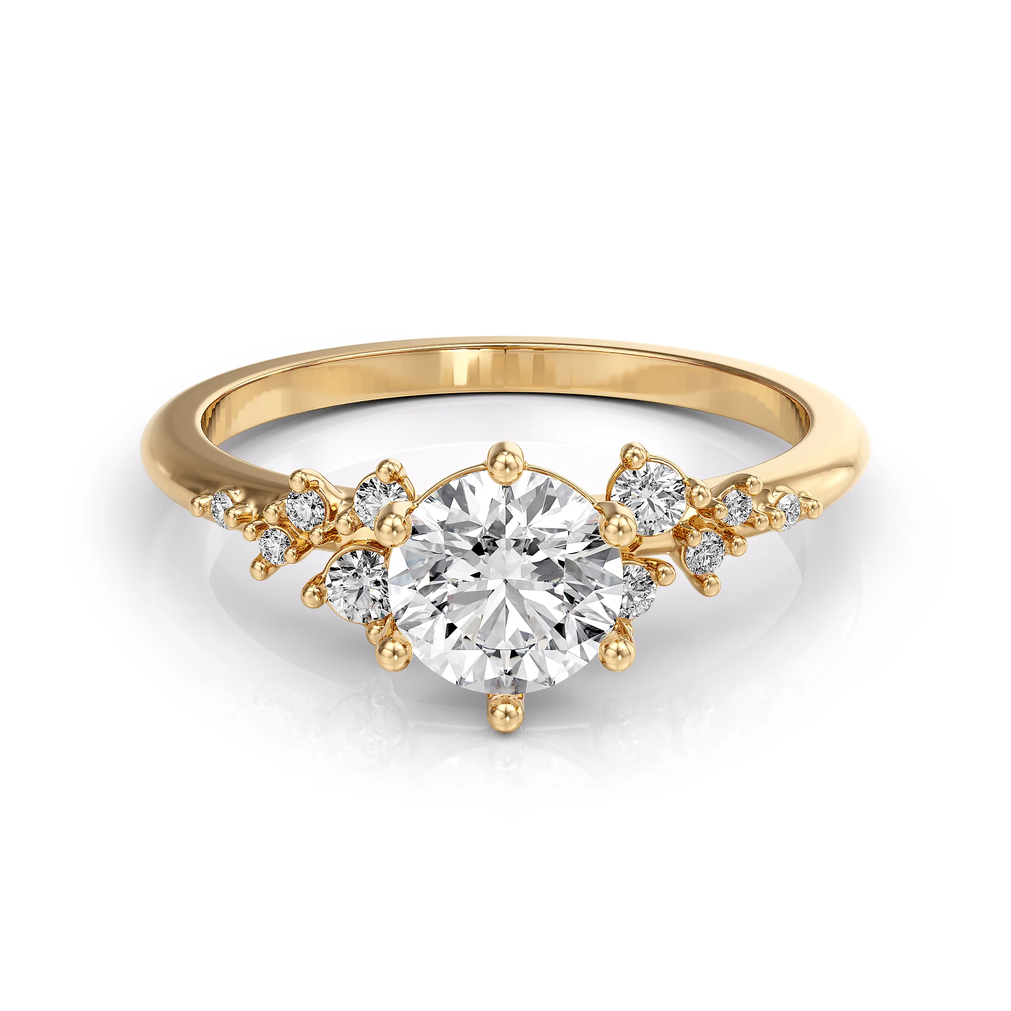 engagement ring with a diamond in a floral style 3D model — view 5