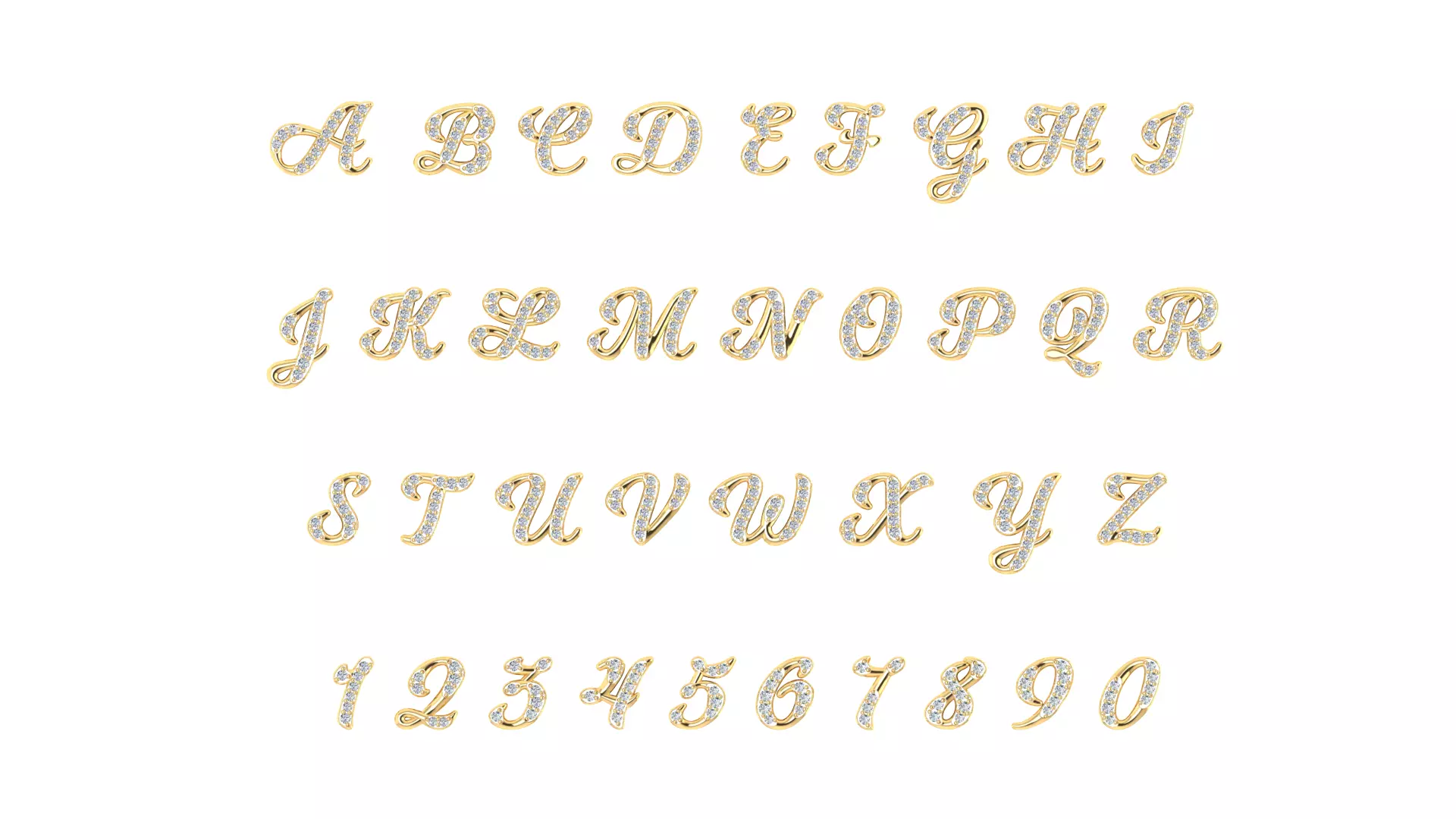 Luxury Diamond Script Alphabet 3D Jewelry Font Collection — view 2