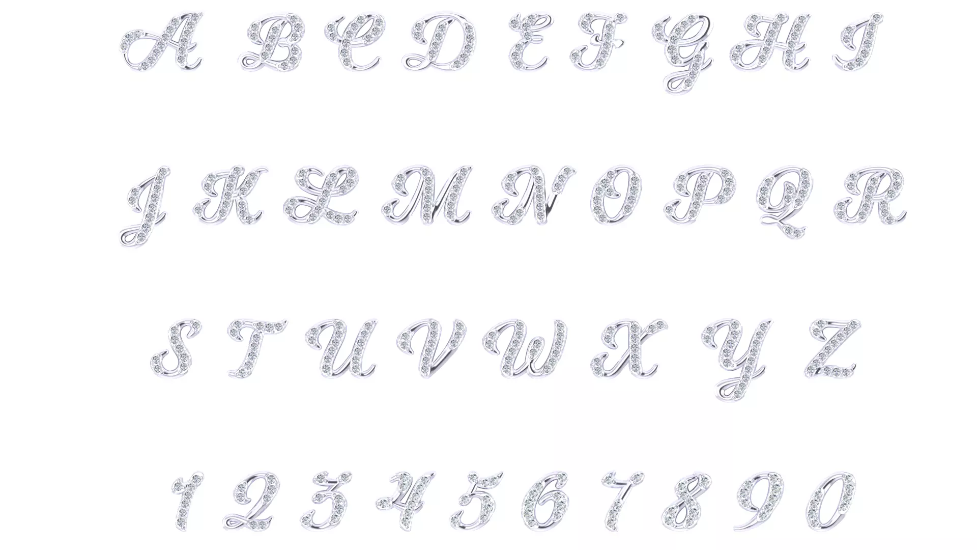Luxury Diamond Script Alphabet 3D Jewelry Font Collection — view 6