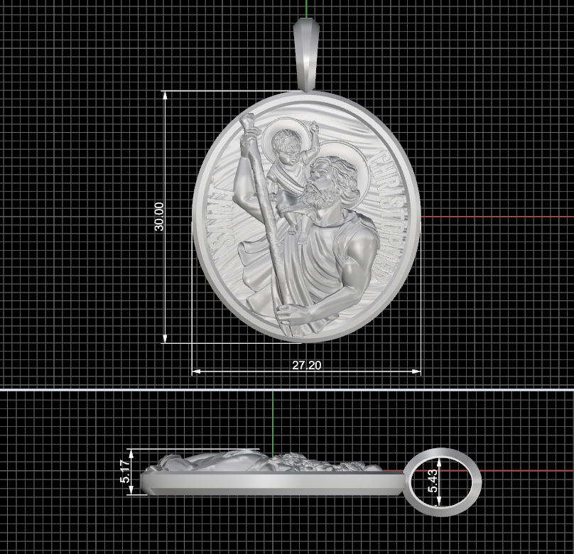 Oval Saint Christopher Religious Medallion Pendant — view 5