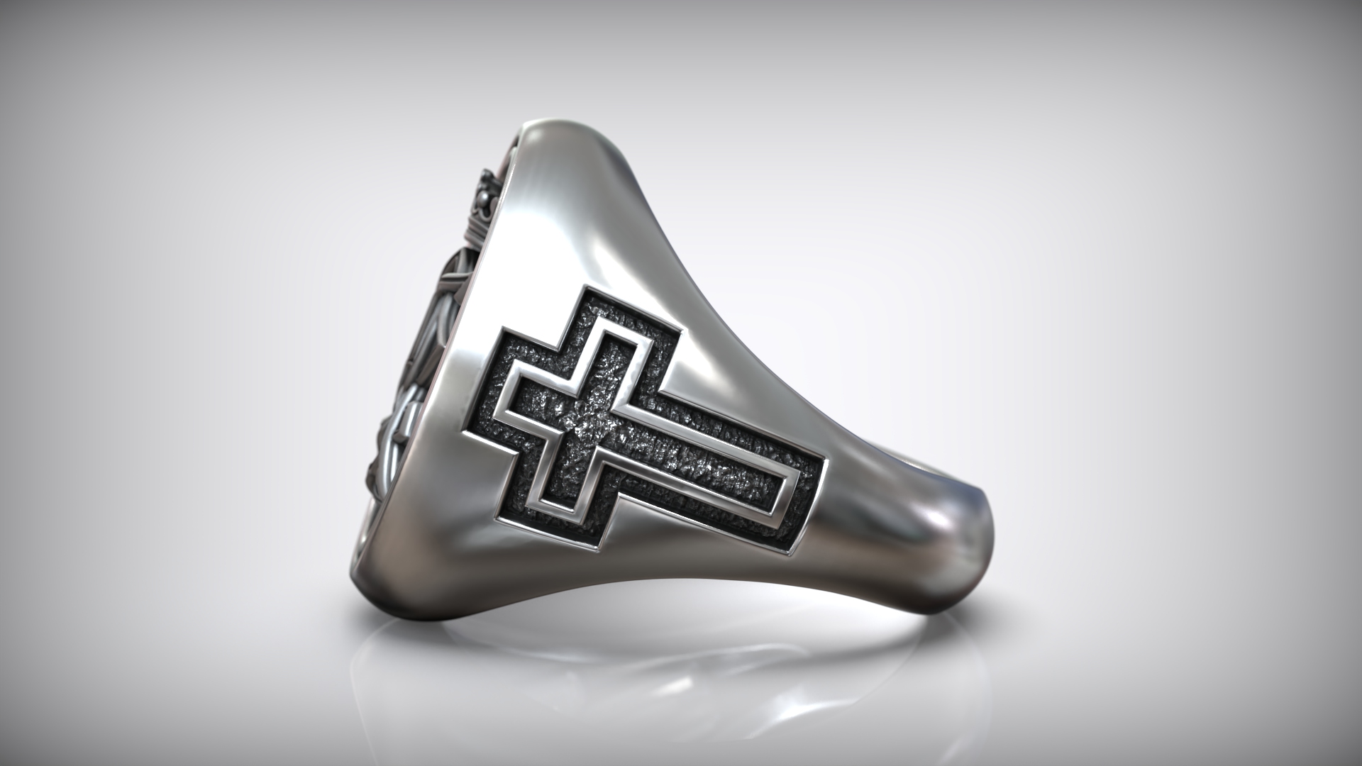 Alpha Omega Crown Christian Symbol Ring — view 5
