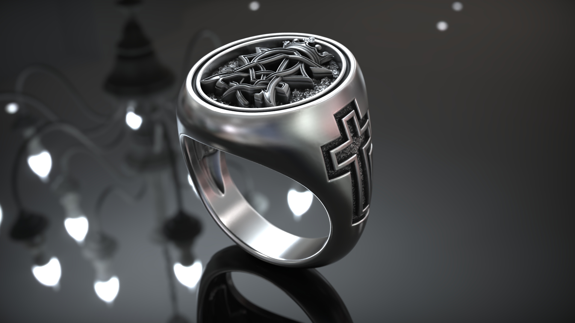 Alpha Omega Crown Christian Symbol Ring — view 7