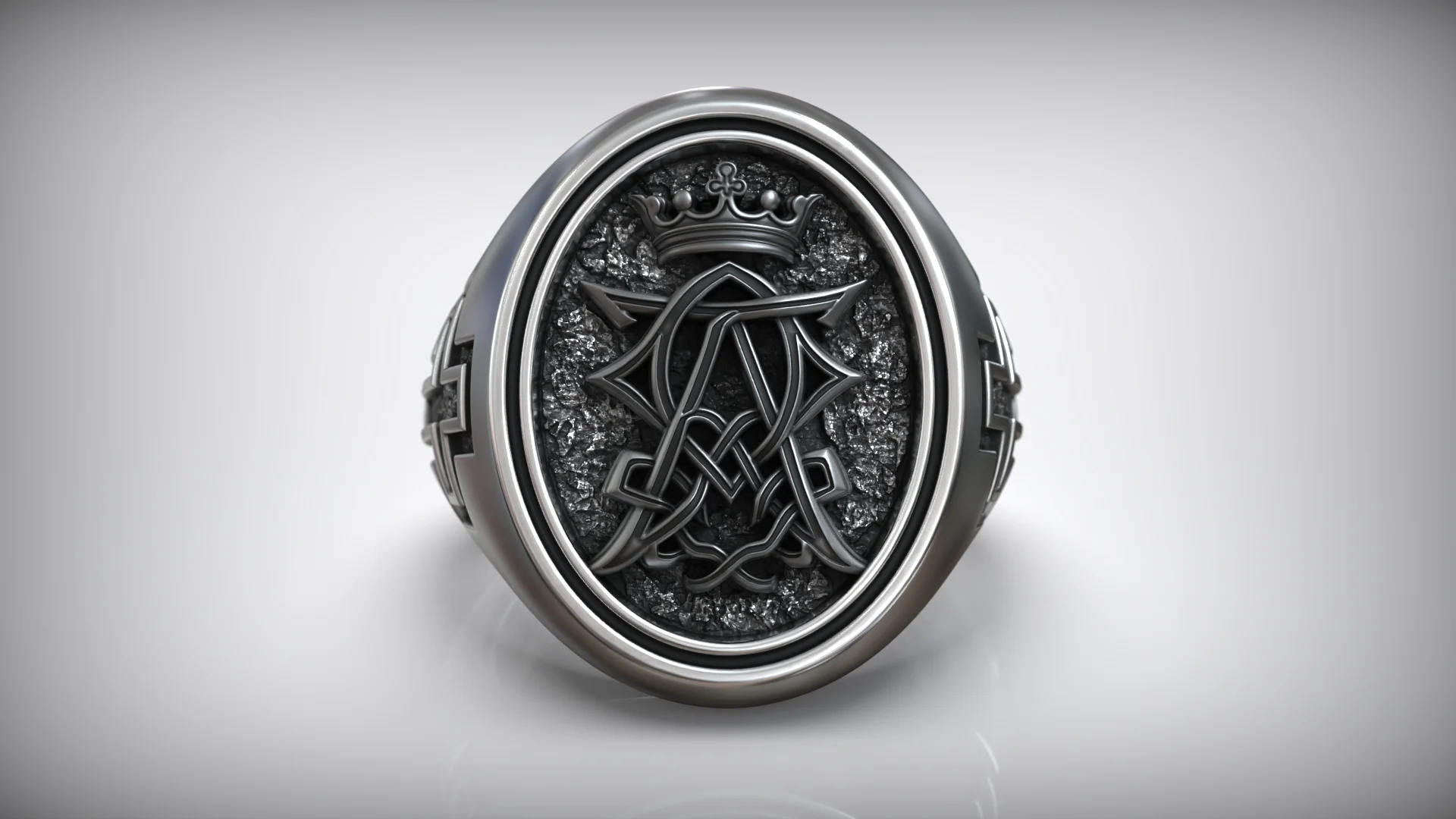 Alpha Omega Crown Christian Symbol Ring — view 2