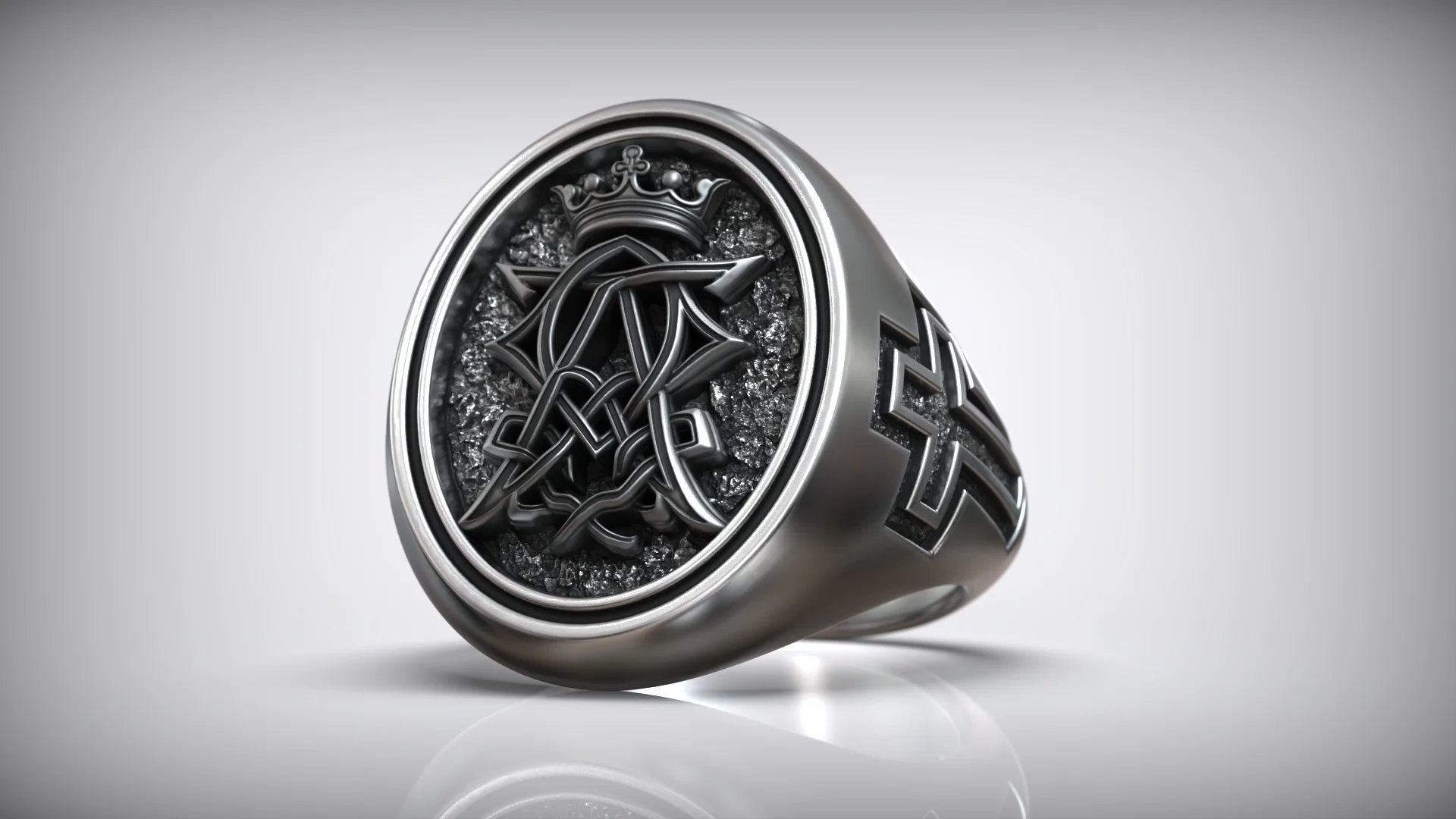 Alpha Omega Crown Christian Symbol Ring — view 3