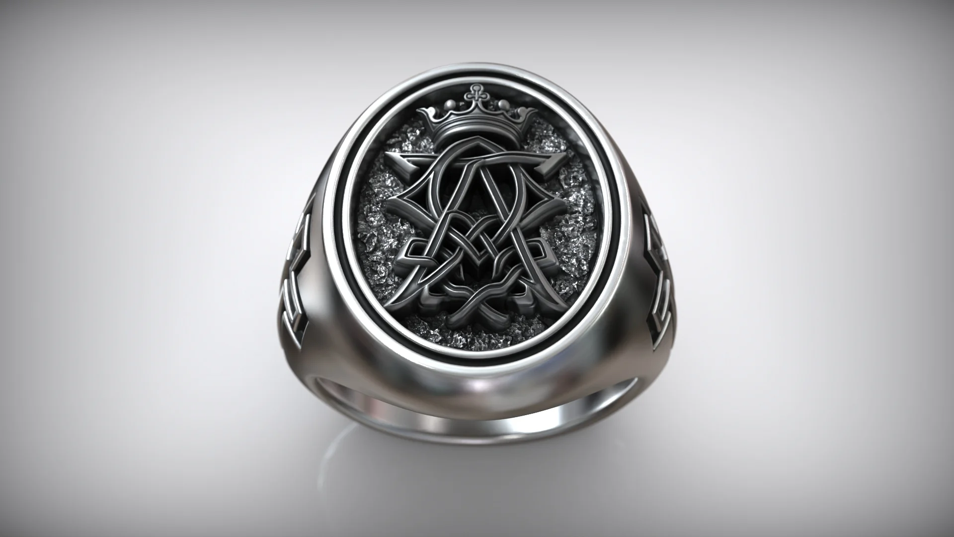 Alpha Omega Crown Christian Symbol Ring — view 6