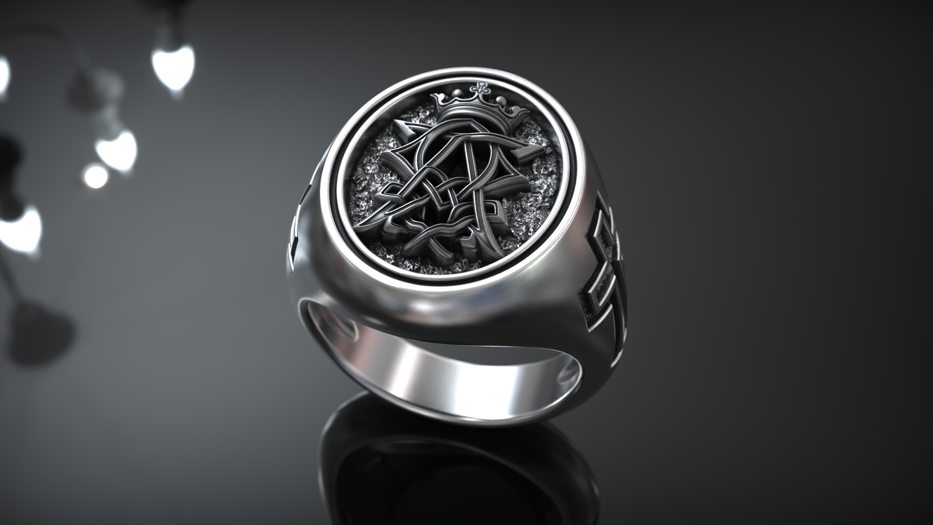Alpha Omega Crown Christian Symbol Ring — view 4