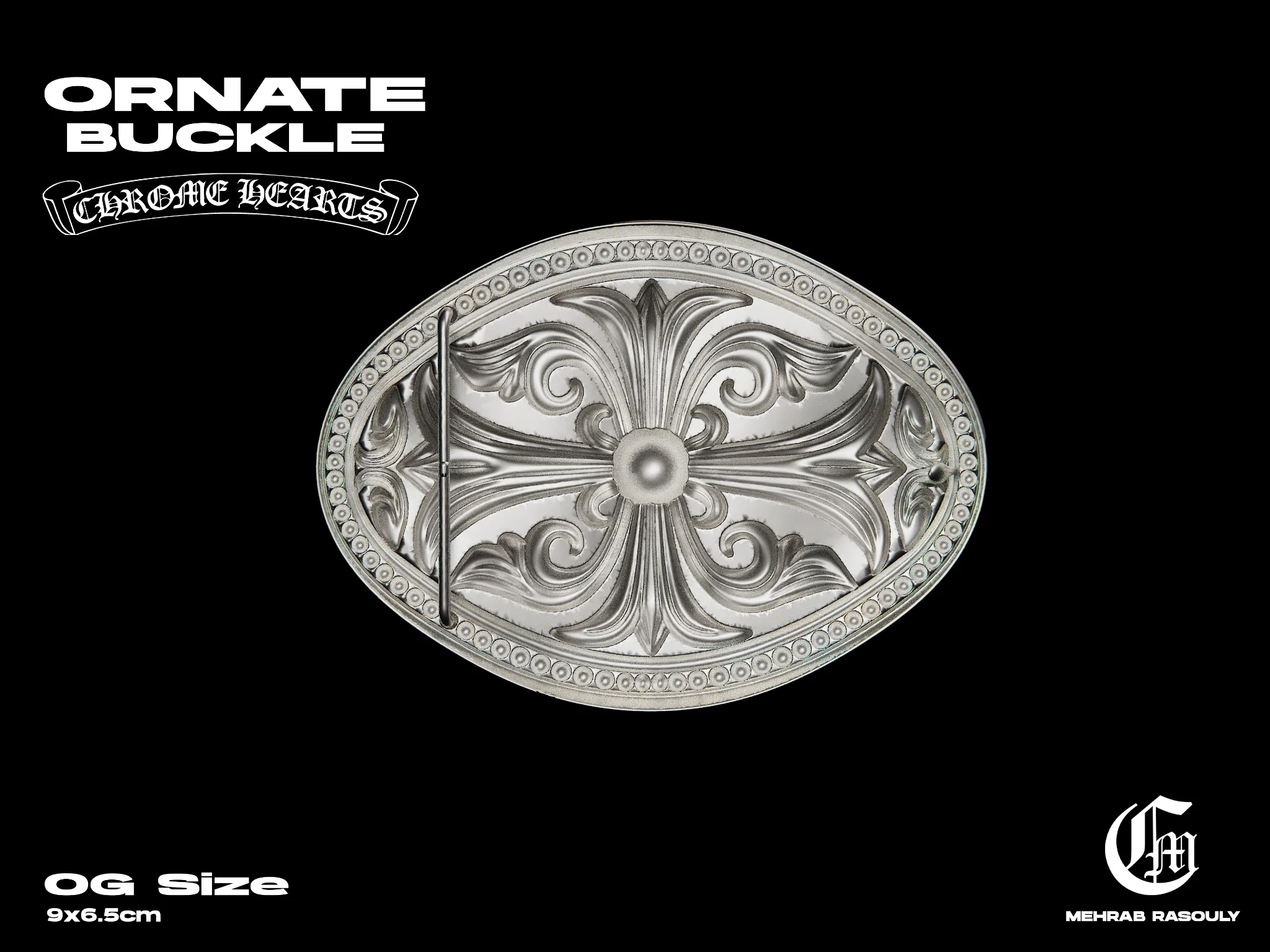 Gothic Revival Floral Cross Belt Buckle — view 7