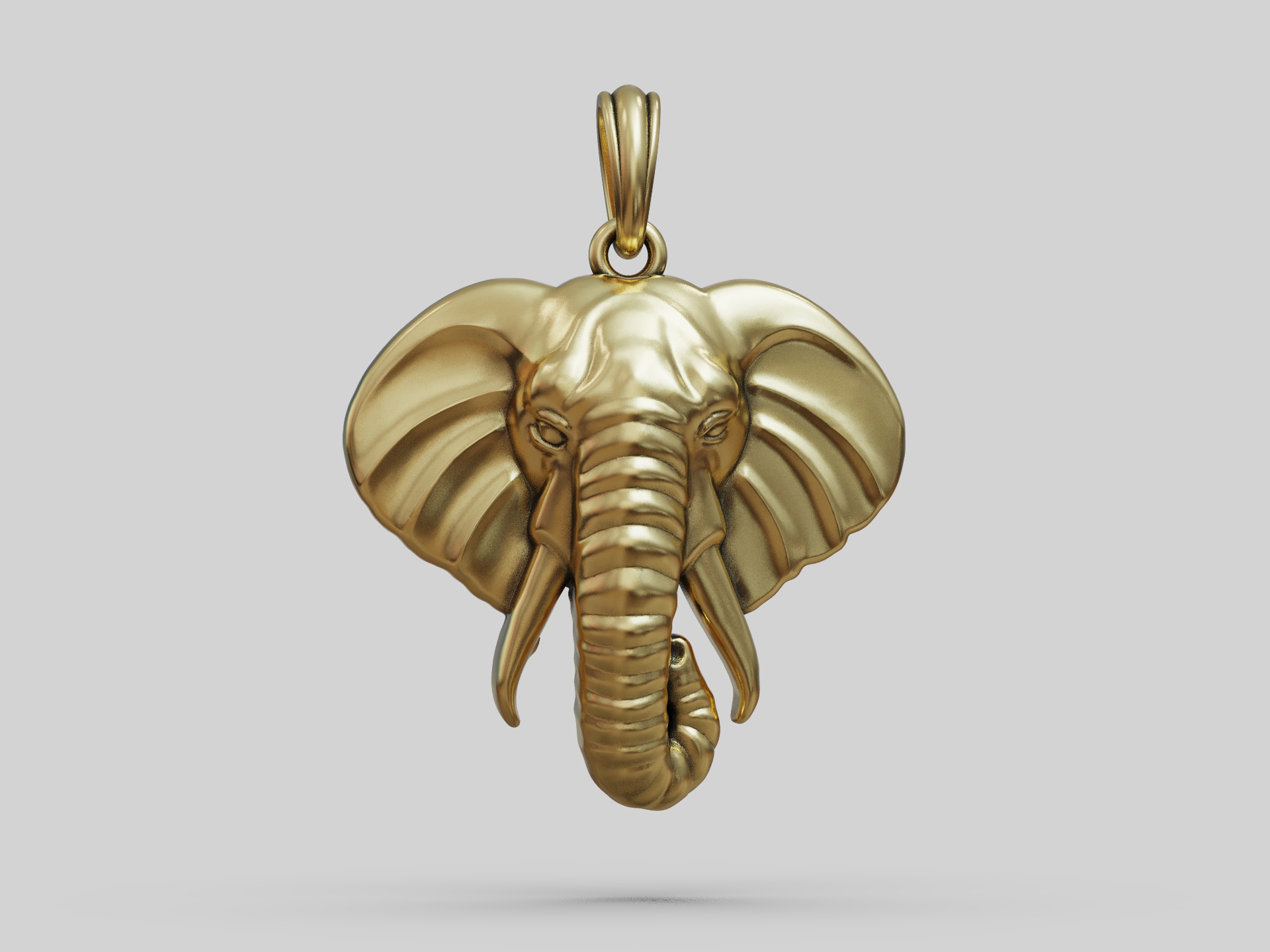 High Detail Elephant Head Relief Pendant — view 3