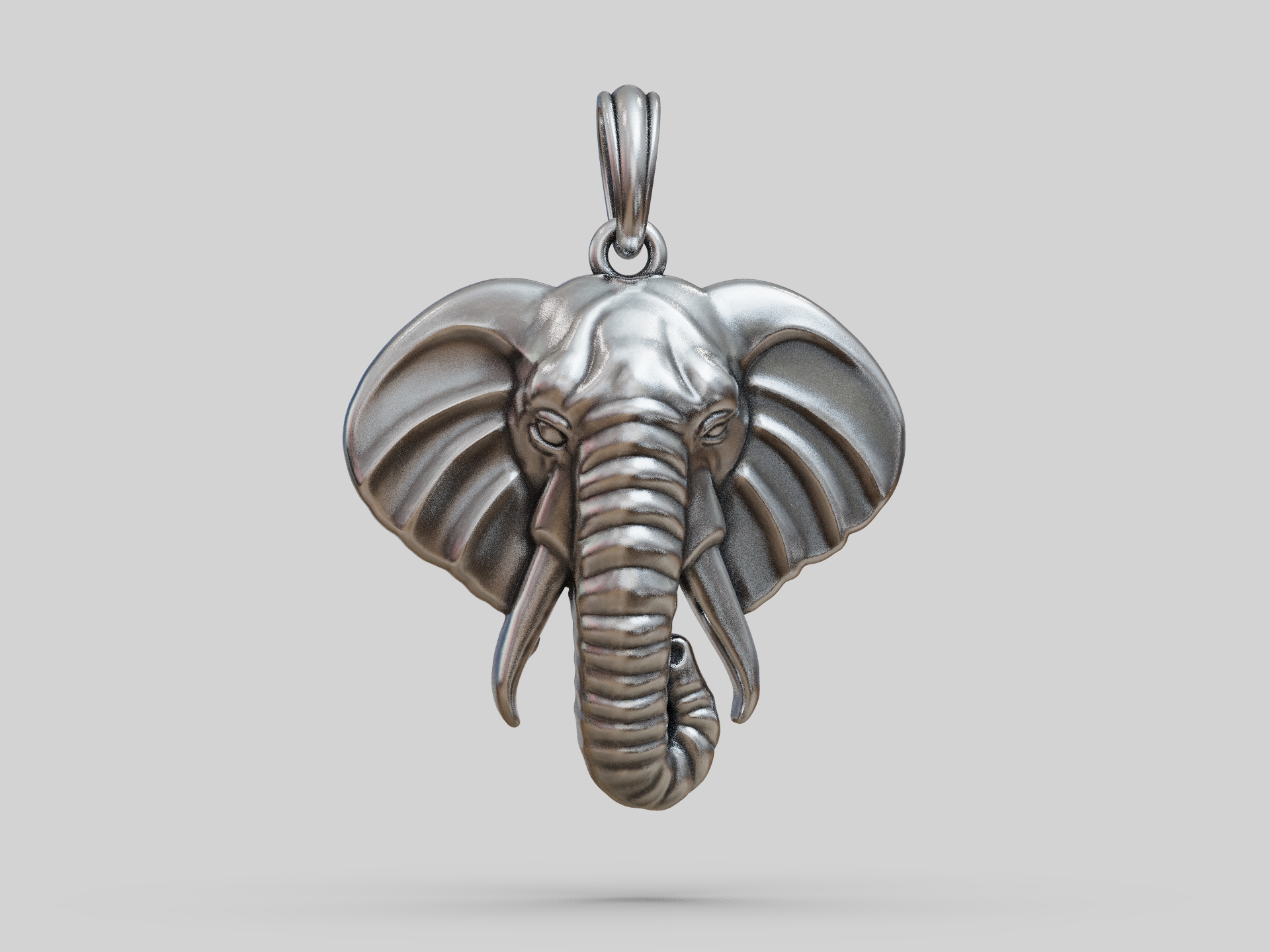 High Detail Elephant Head Relief Pendant