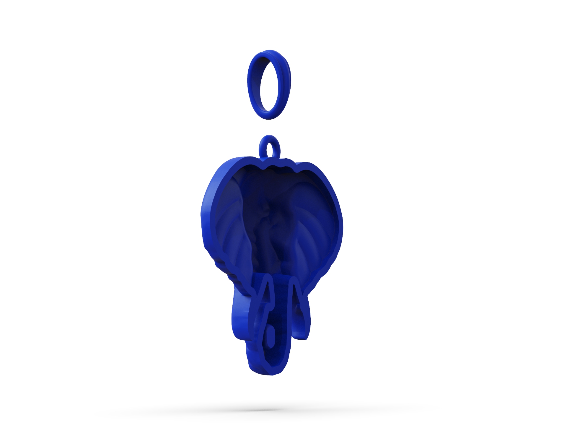 High Detail Elephant Head Relief Pendant — view 5