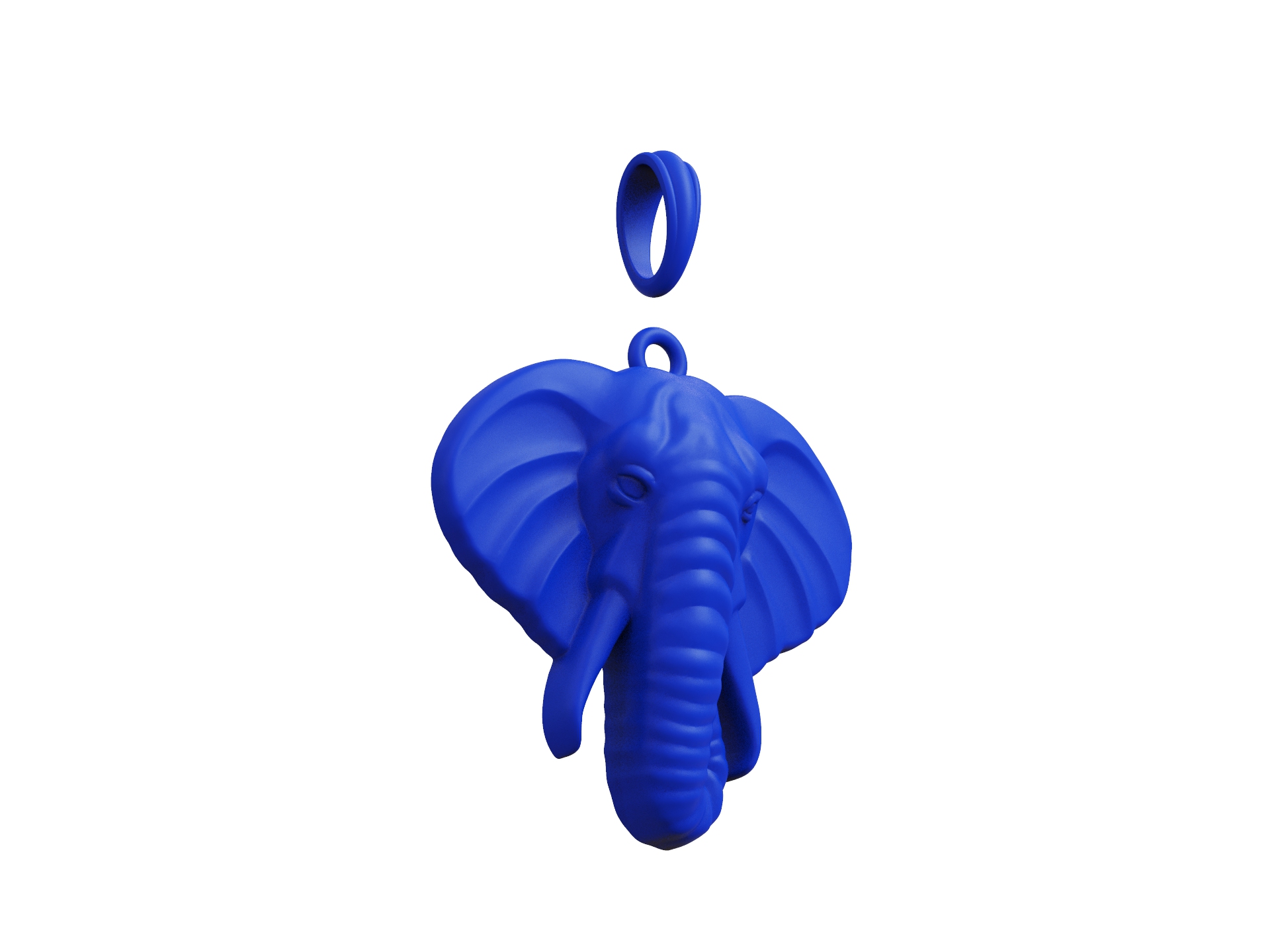 High Detail Elephant Head Relief Pendant — view 6