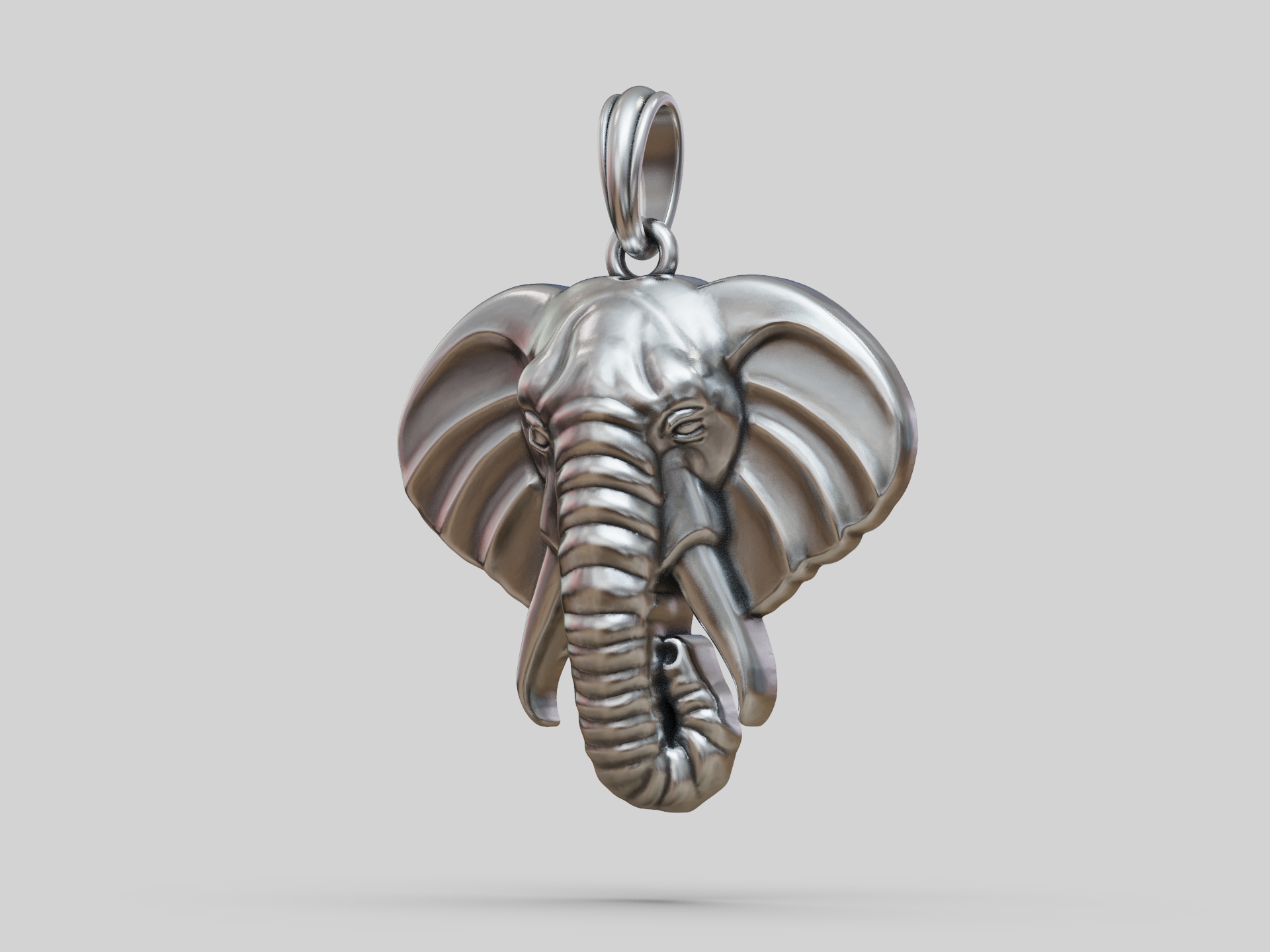 High Detail Elephant Head Relief Pendant — view 4