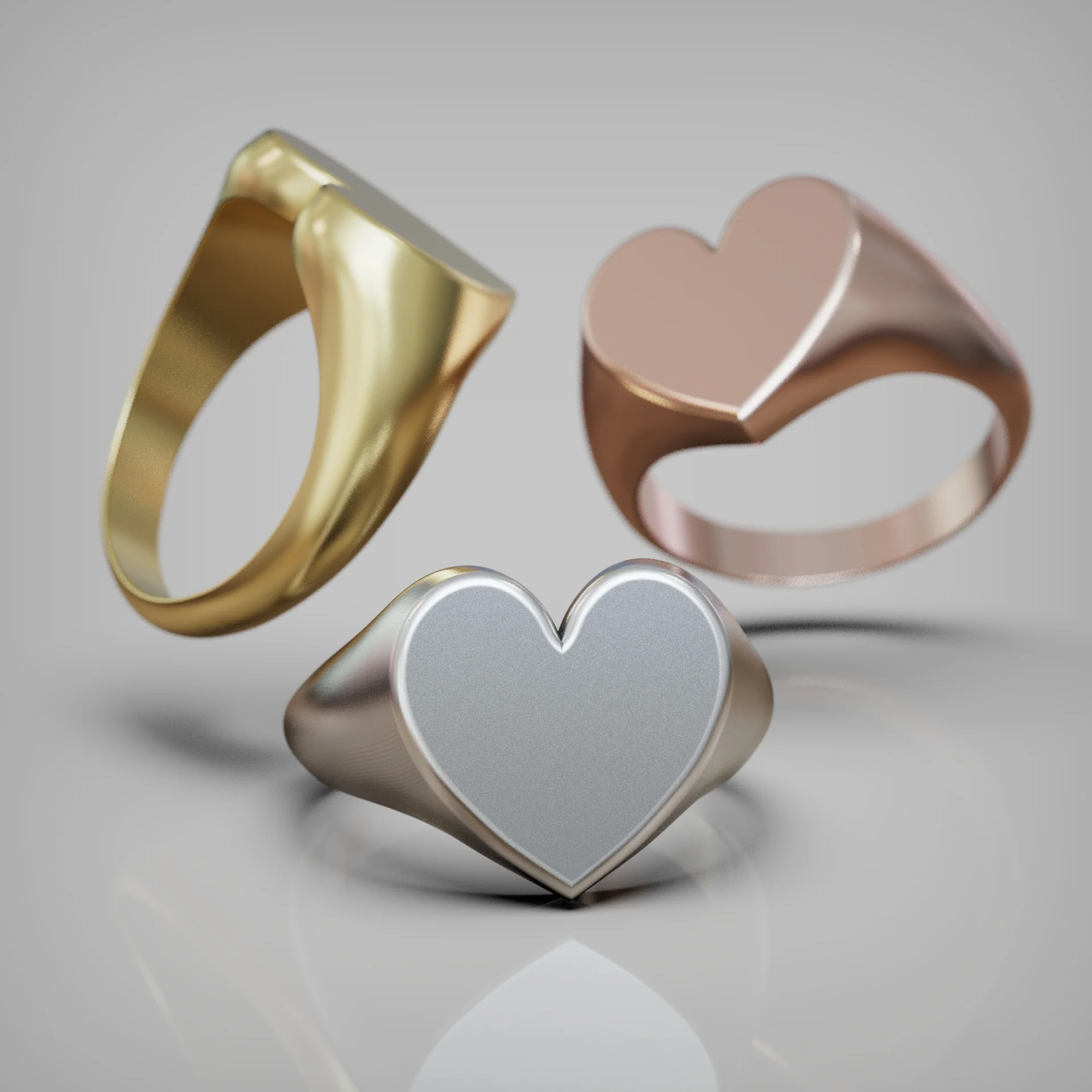 Chunky Heart Signet Ring 3D Model