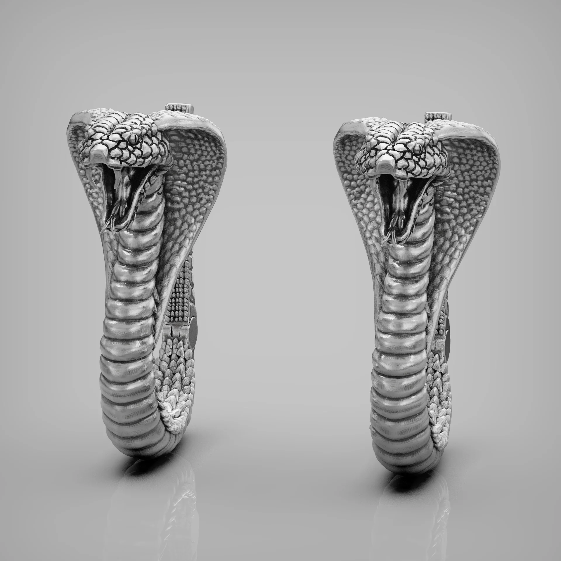 Cobra Serpent with Scales Hoop Earrings — view 4