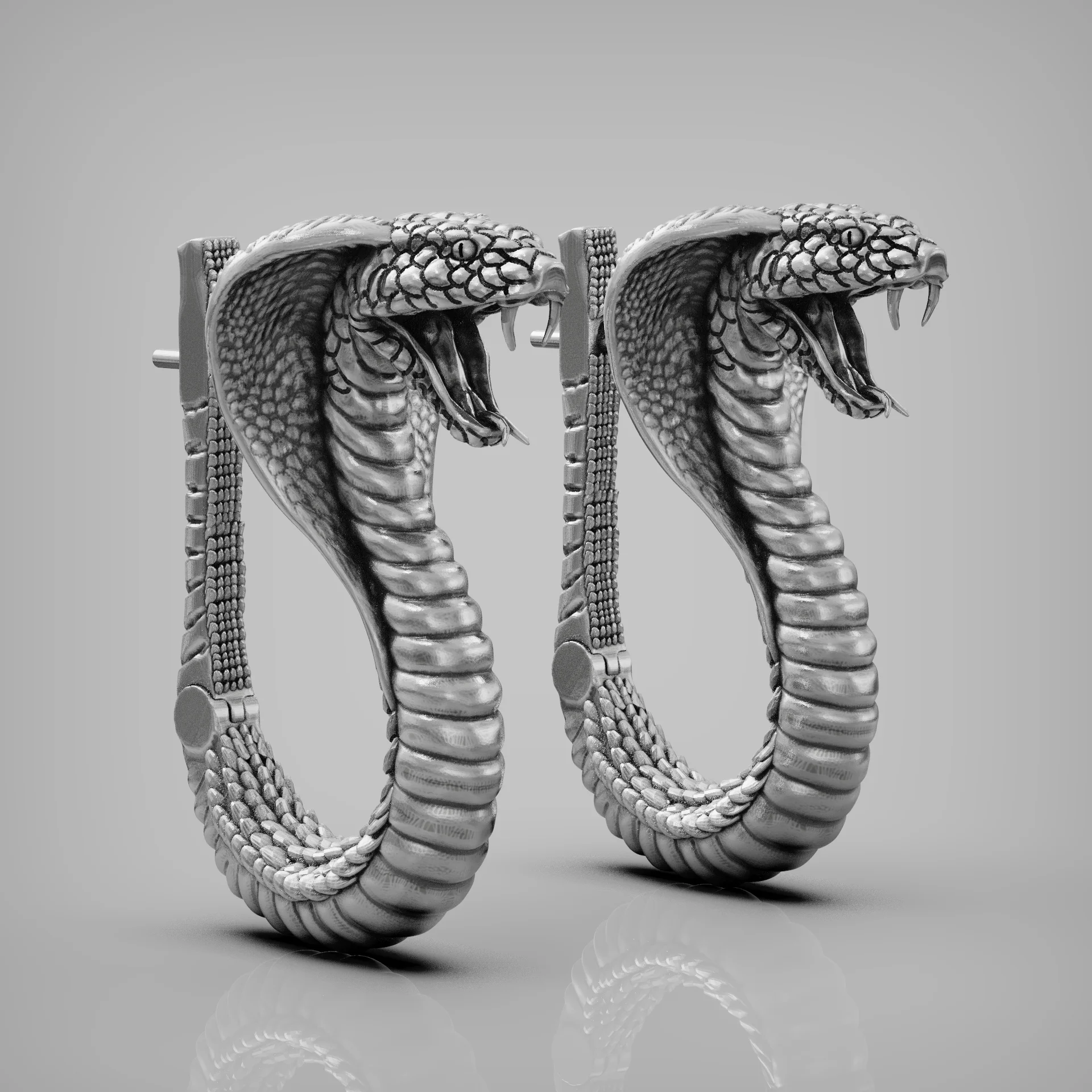 Cobra Serpent with Scales Hoop Earrings 