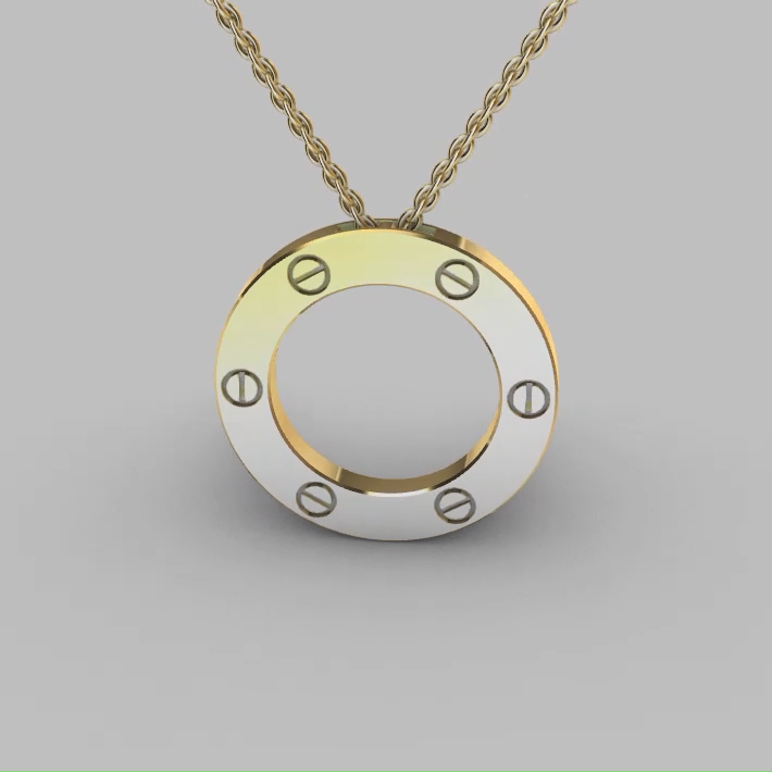 Modernist Screw Motif Circle Pendant Charm — view 7