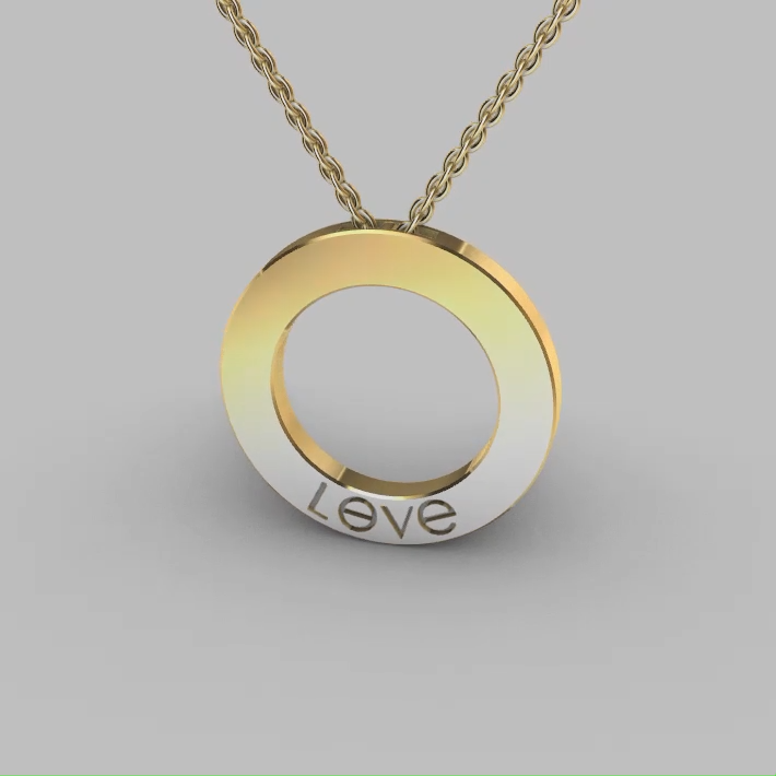 Modernist Screw Motif Circle Pendant Charm — view 2