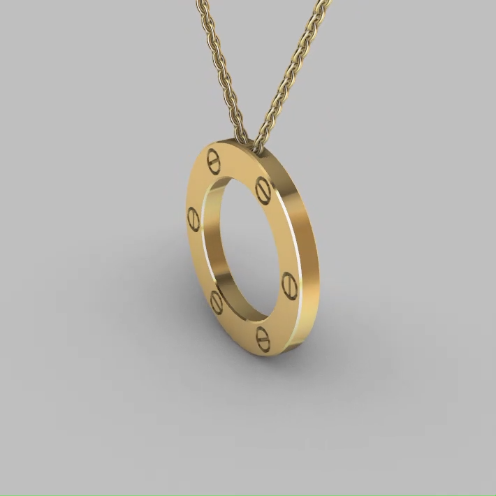 Modernist Screw Motif Circle Pendant Charm — view 8