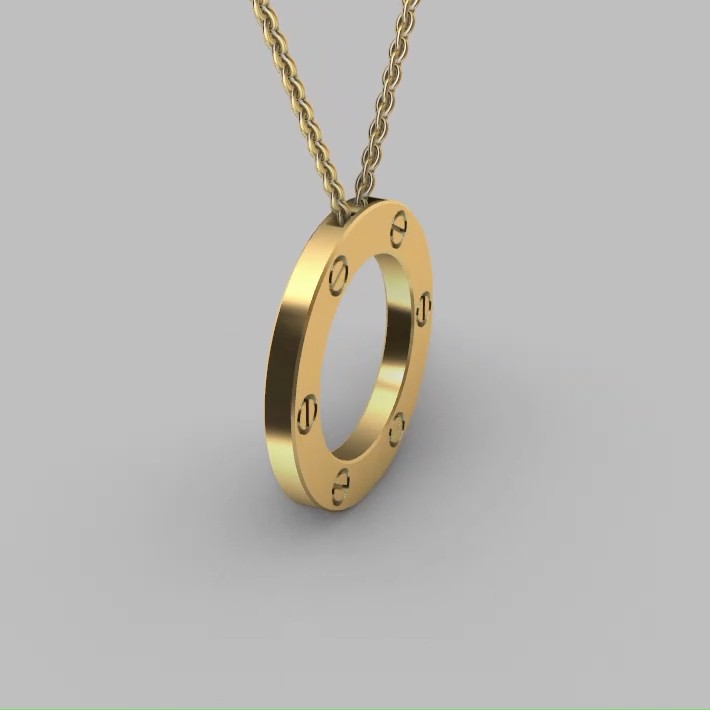 Modernist Screw Motif Circle Pendant Charm — view 3