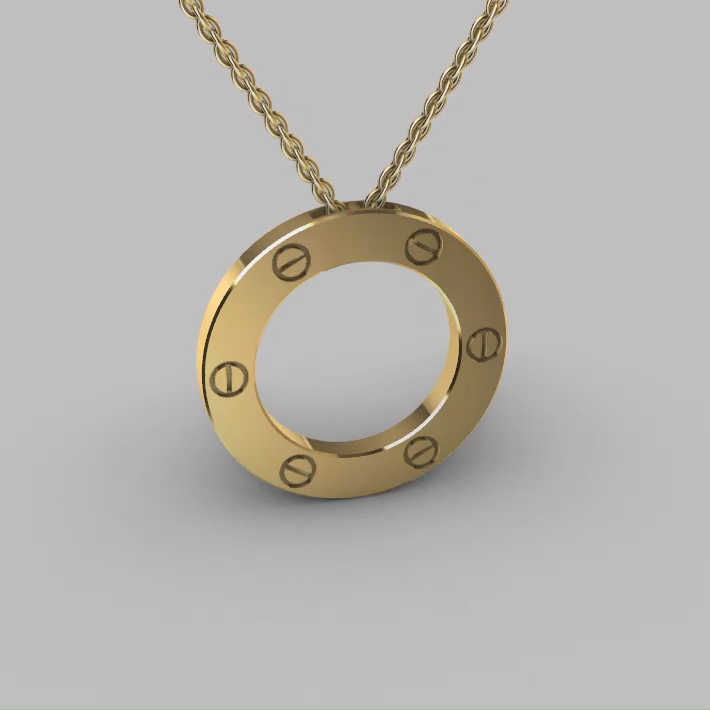 Modernist Screw Motif Circle Pendant Charm — view 5