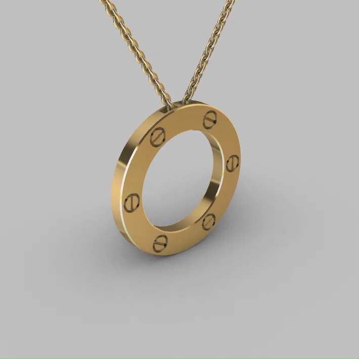 Modernist Screw Motif Circle Pendant Charm — view 4