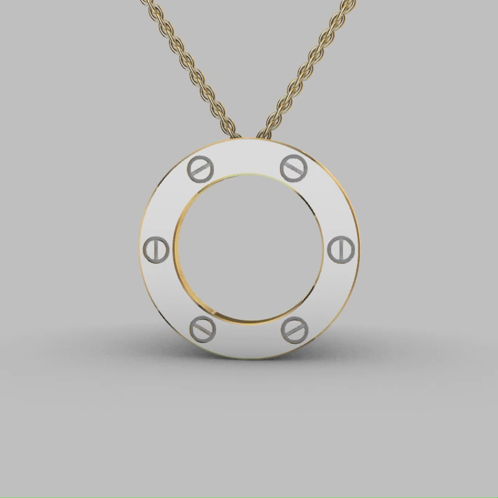 Modernist Screw Motif Circle Pendant Charm — view 6