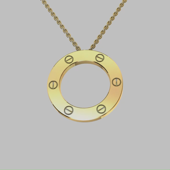 Modernist Screw Motif Circle Pendant Charm