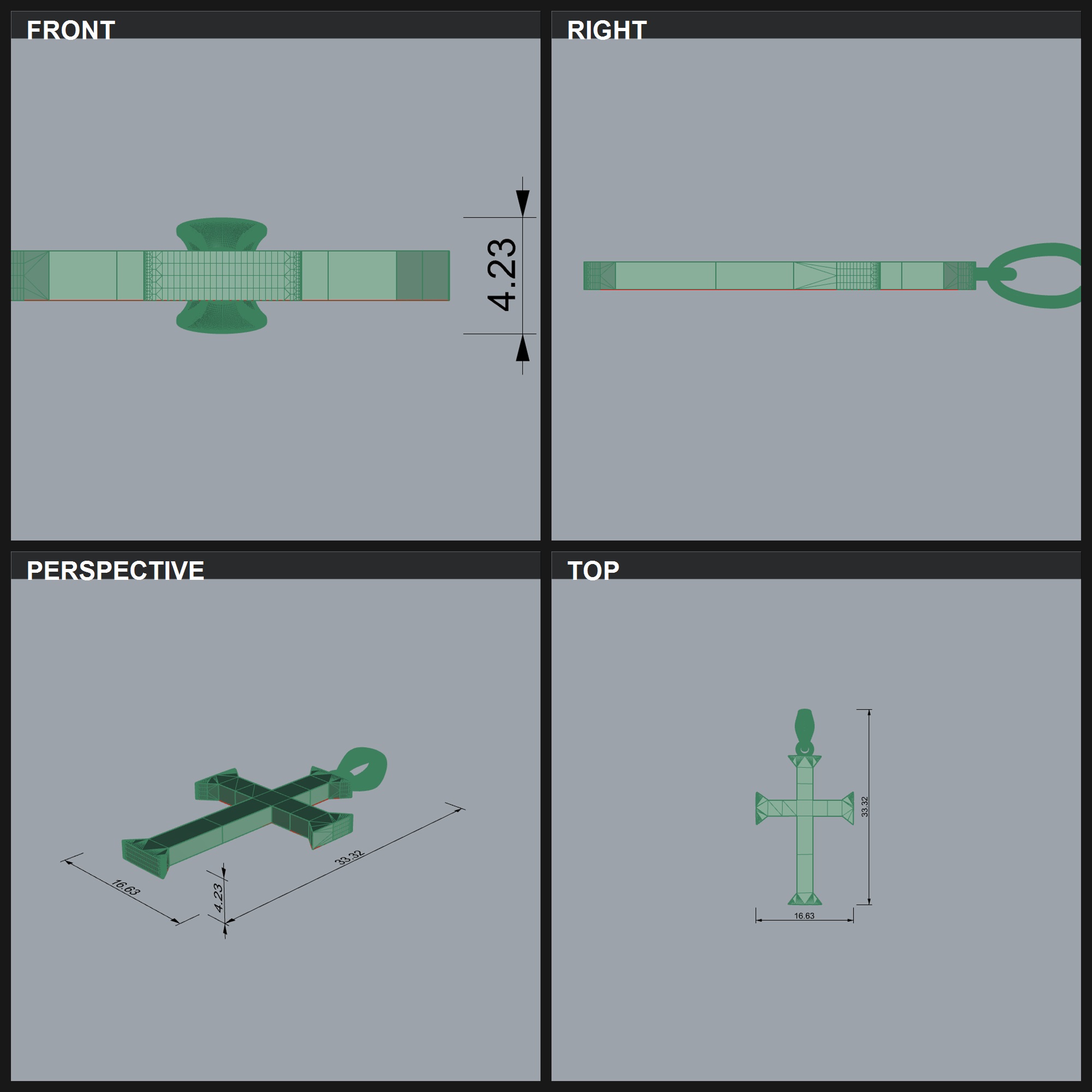 Cross Pendant with Triangular Ends — view 6