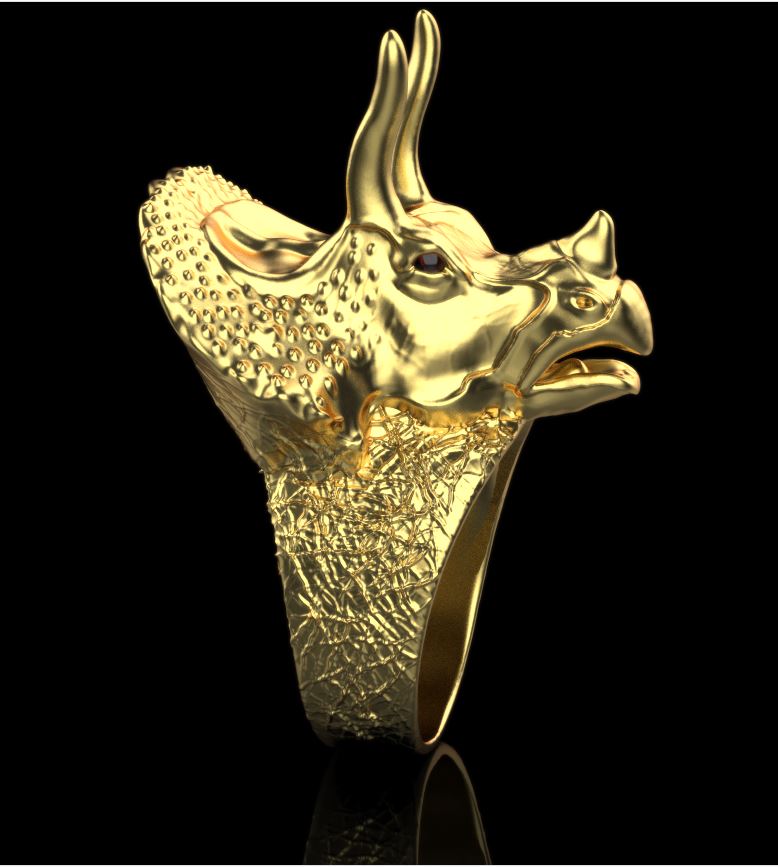 Detailed Triceratops Skull Ring — view 5