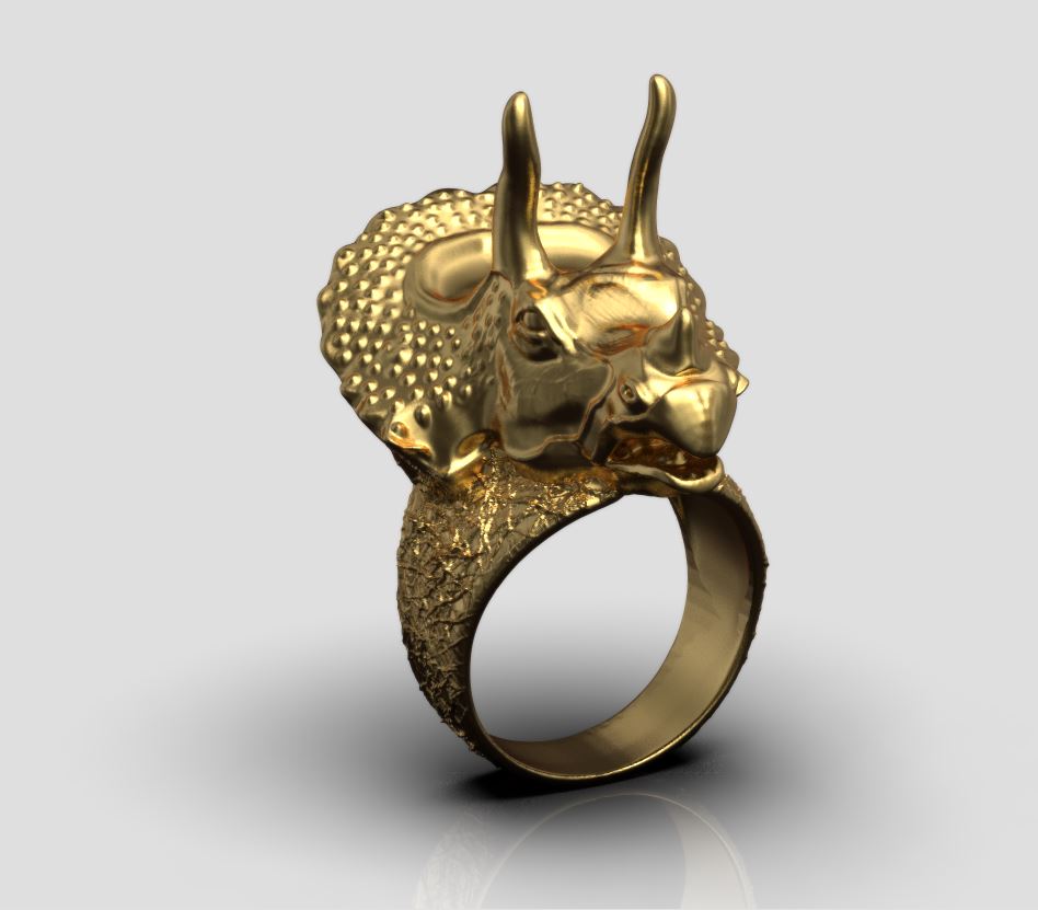 Detailed Triceratops Skull Ring