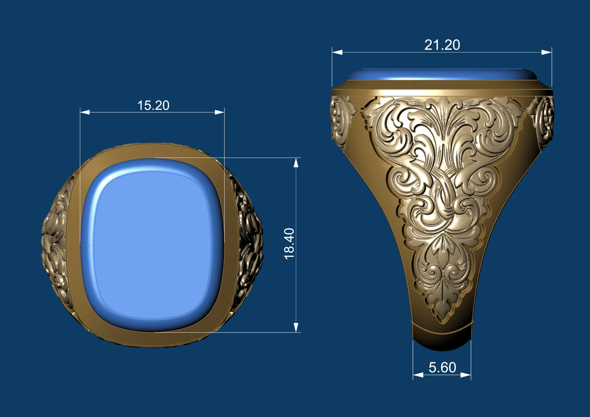 Mens Engraved Ring ZBrush 3D Printable — view 5